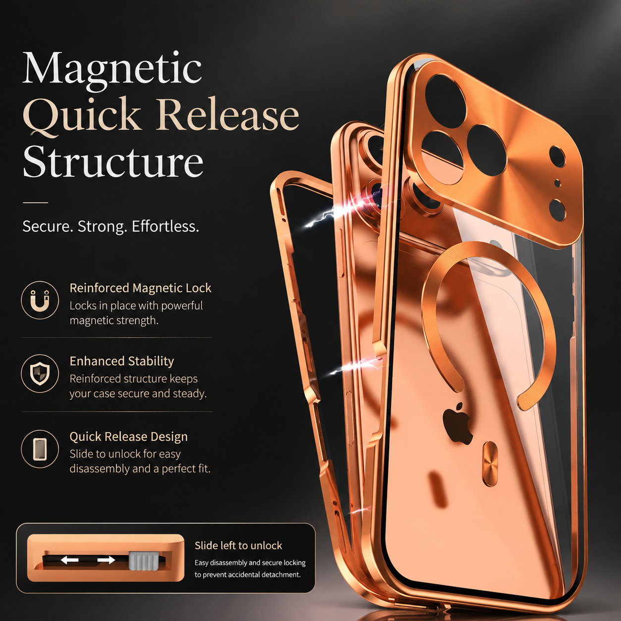 Premium iPhone Case MagSafe Compatible Magnetic Protective Cover Aluminum Frame Privacy Screen Protector Clear Back Shockproof Camera Lens Guard Design