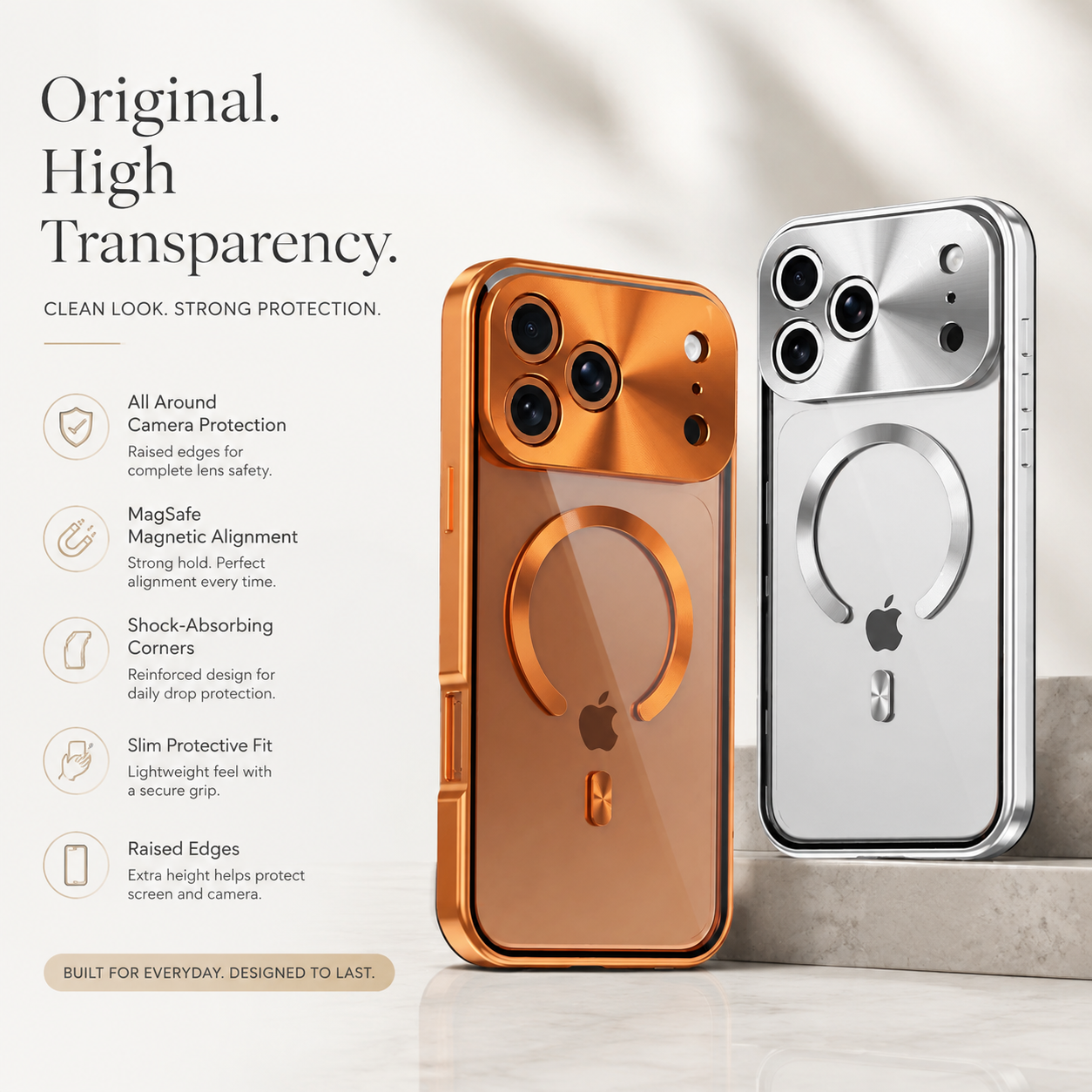 Premium iPhone Case MagSafe Compatible Magnetic Protective Cover Aluminum Frame Privacy Screen Protector Clear Back Shockproof Camera Lens Guard Design
