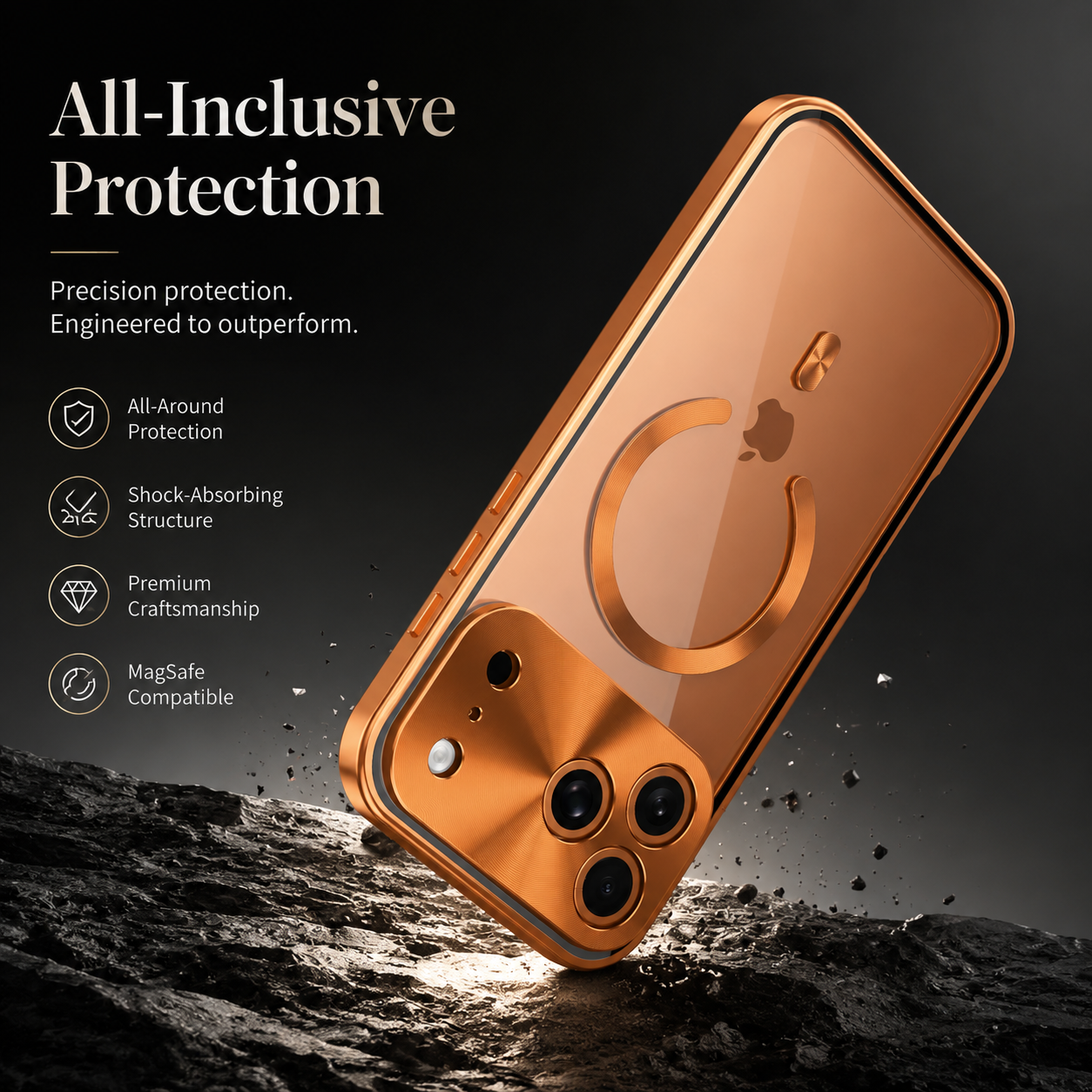 Premium iPhone Case MagSafe Compatible Magnetic Protective Cover Aluminum Frame Privacy Screen Protector Clear Back Shockproof Camera Lens Guard Design