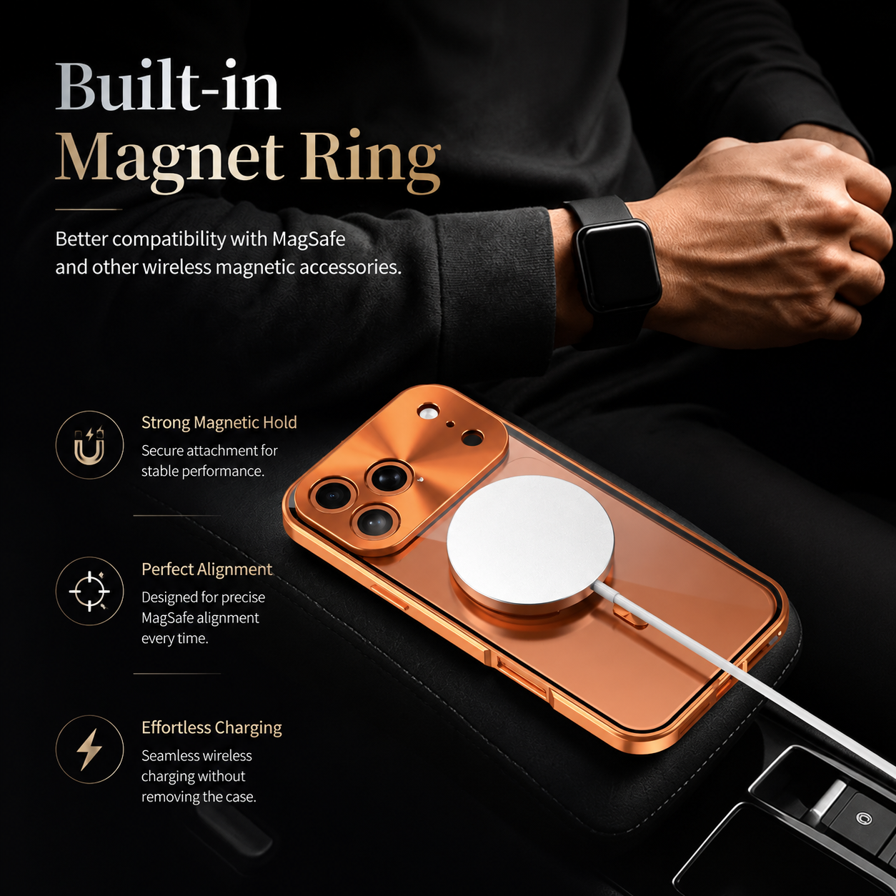 Premium iPhone Case MagSafe Compatible Magnetic Protective Cover Aluminum Frame Privacy Screen Protector Clear Back Shockproof Camera Lens Guard Design