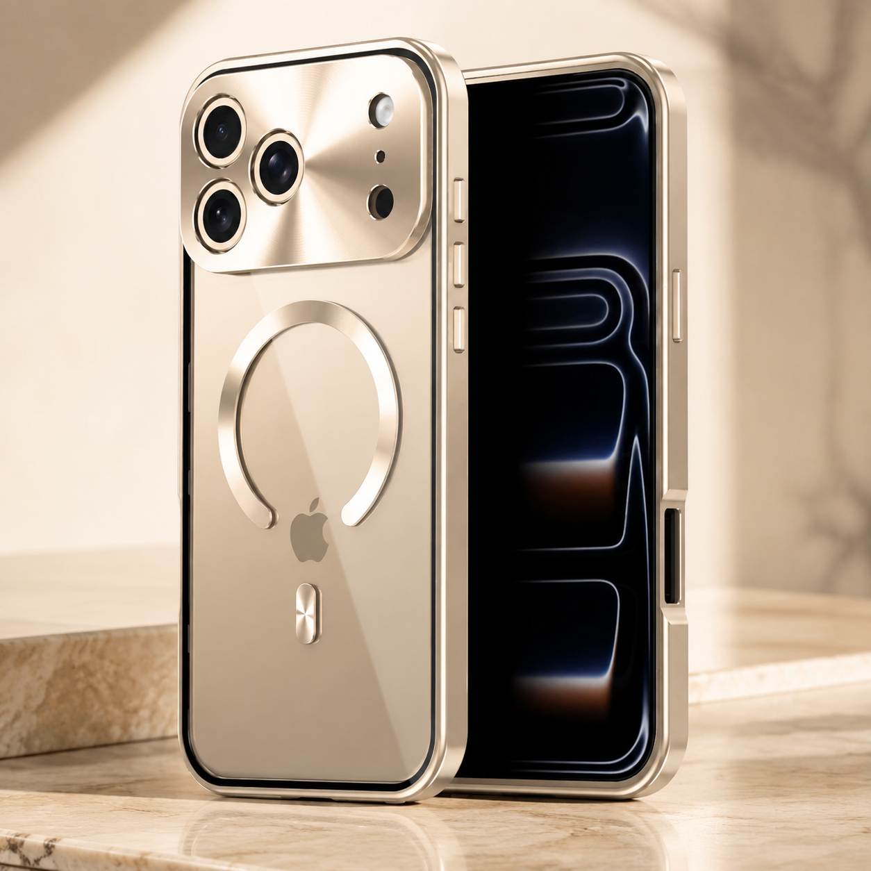 Premium iPhone Case MagSafe Compatible Magnetic Protective Cover Aluminum Frame Privacy Screen Protector Clear Back Shockproof Camera Lens Guard Design