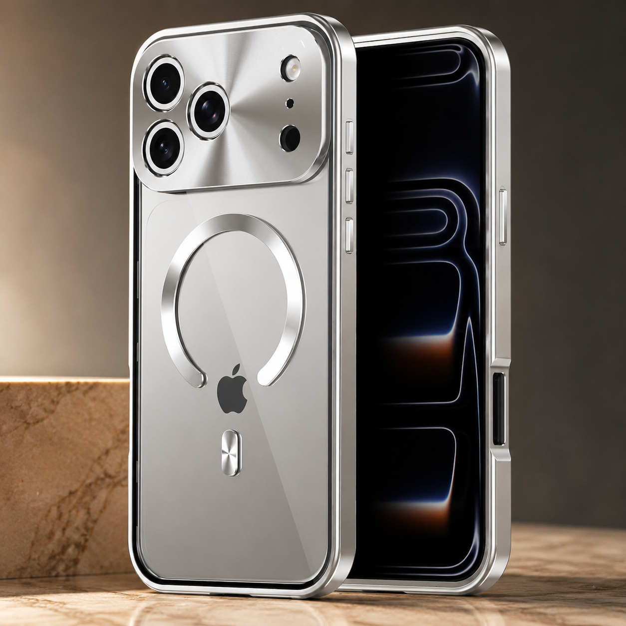 Premium iPhone Case MagSafe Compatible Magnetic Protective Cover Aluminum Frame Privacy Screen Protector Clear Back Shockproof Camera Lens Guard Design