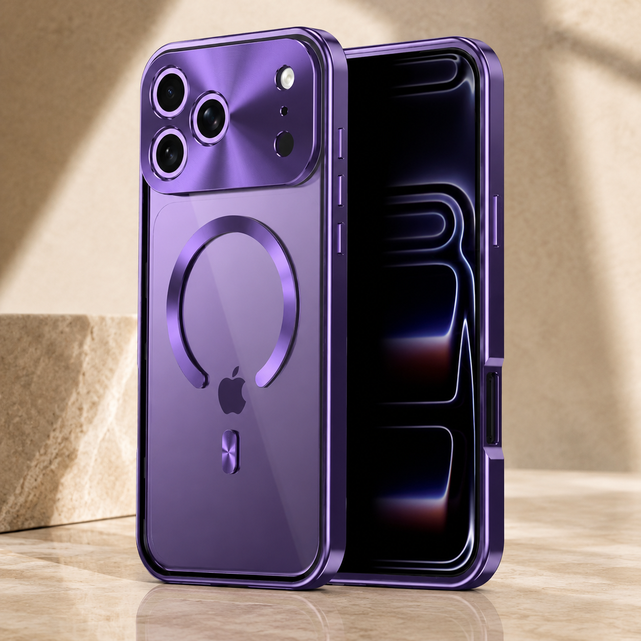 Premium iPhone Case MagSafe Compatible Magnetic Protective Cover Aluminum Frame Privacy Screen Protector Clear Back Shockproof Camera Lens Guard Design