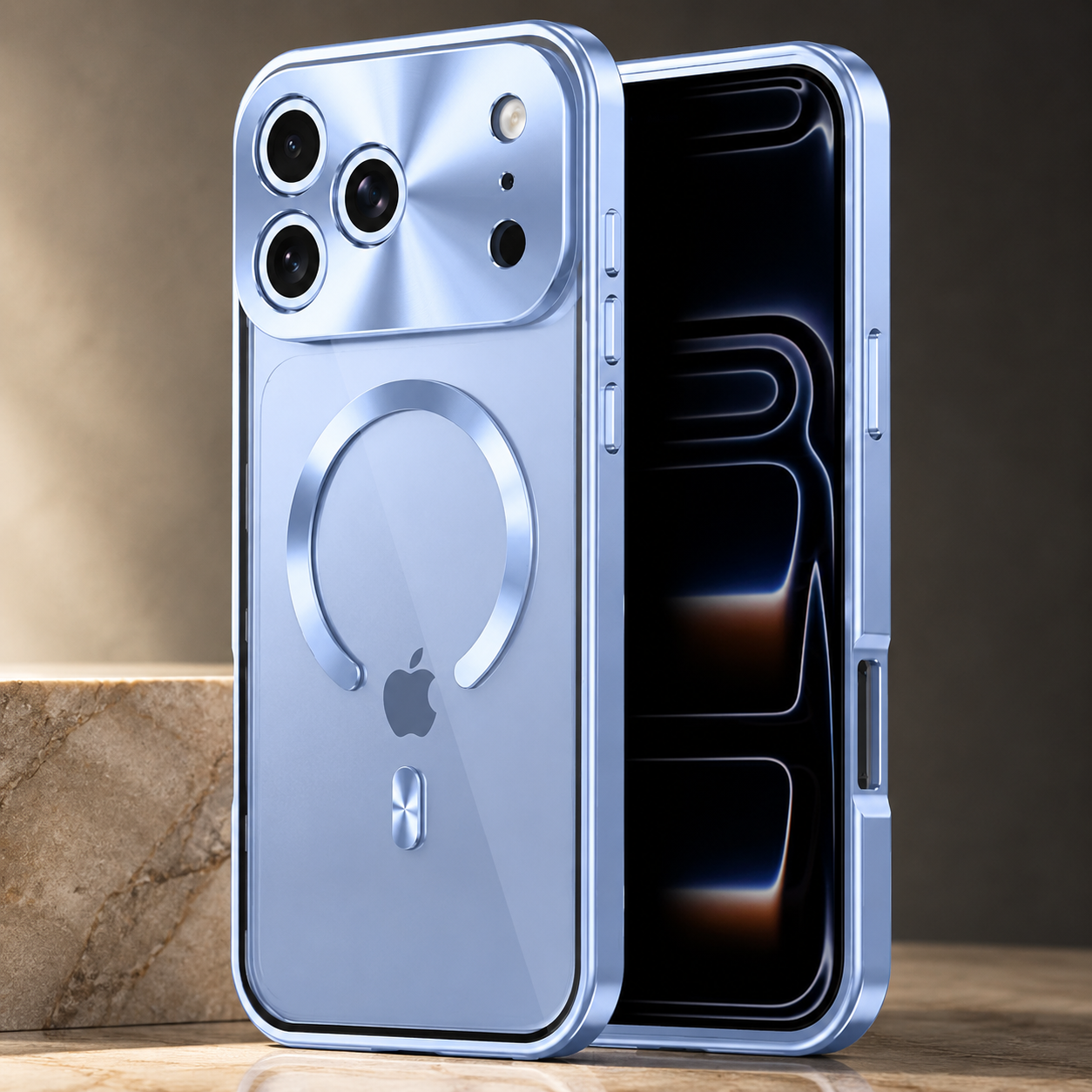 Premium iPhone Case MagSafe Compatible Magnetic Protective Cover Aluminum Frame Privacy Screen Protector Clear Back Shockproof Camera Lens Guard Design