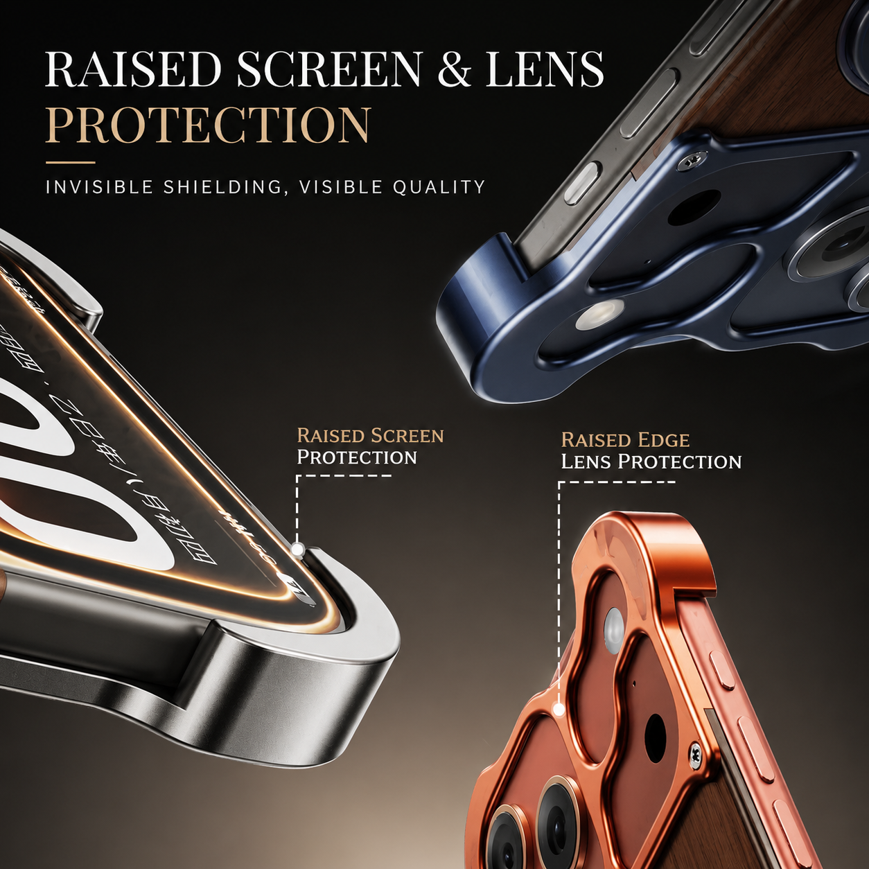 Premium iPhone Case MagSafe Compatible Magnetic Protective Cover Wood Back Aluminum Frame 360° Rotating Ring Stand Shockproof Camera Lens Guard Design