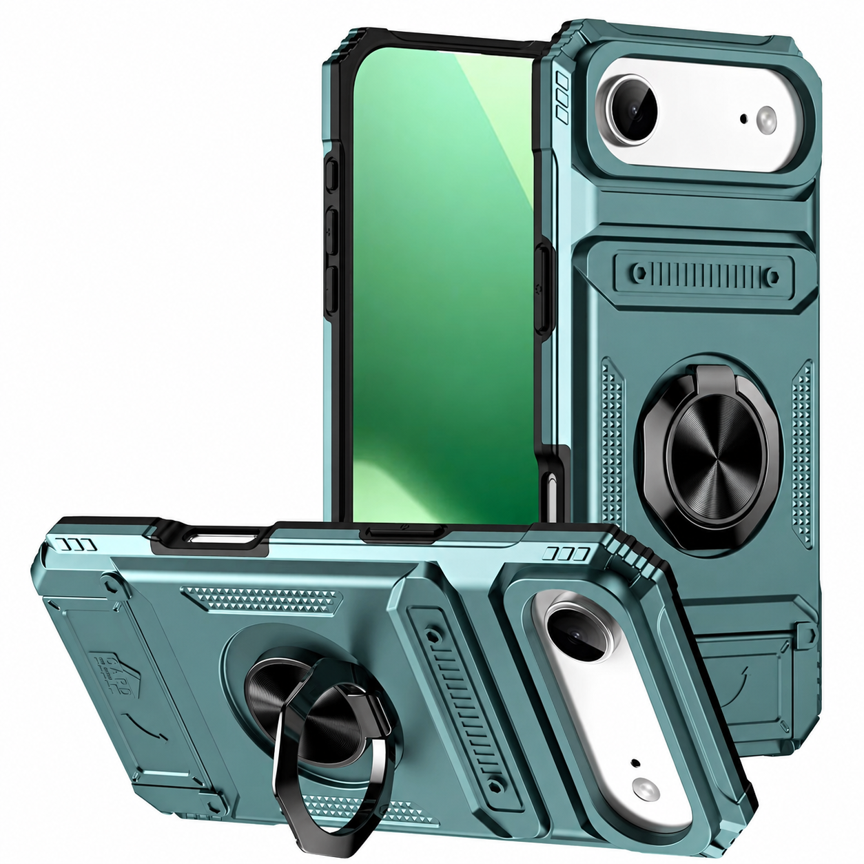 Premium iPhone Case MagSafe Compatible Magnetic Rotating Ring Kickstand Wallet Cover Heavy Duty Shockproof Protective PC Case Card Holder Full Coverage