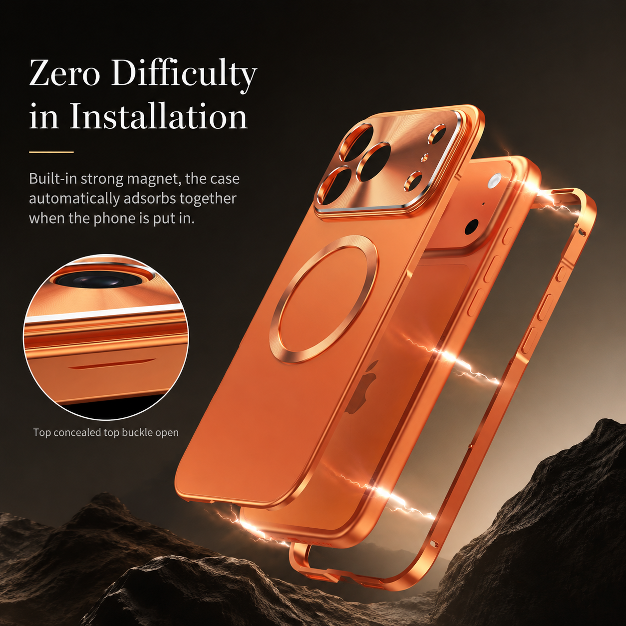 Premium iPhone Case MagSafe Compatible Magnetic Shockproof Protective Cover Camera Lens Protection Ultra Thin Aluminum Frame Frosted Matte Back Full Coverage
