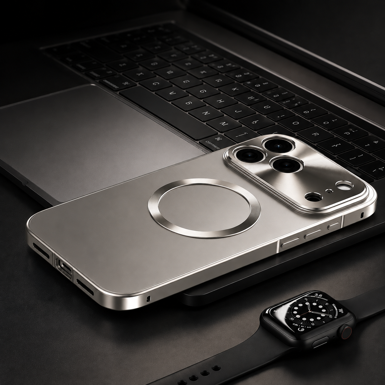 Premium iPhone Case MagSafe Compatible Magnetic Shockproof Protective Cover Camera Lens Protection Ultra Thin Aluminum Frame Frosted Matte Back Full Coverage