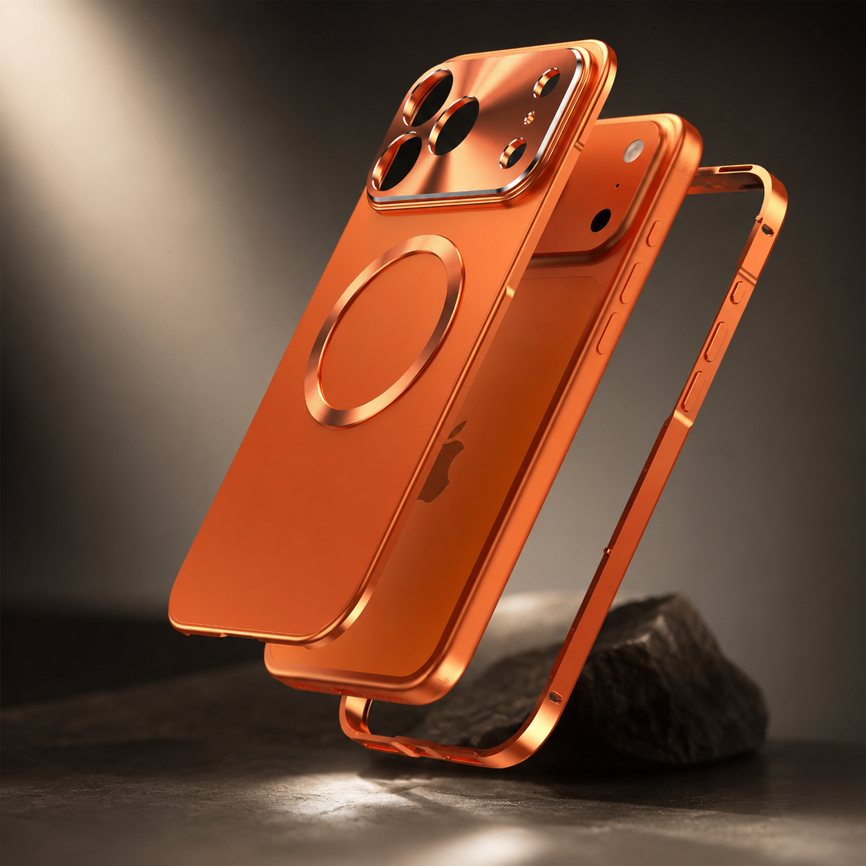 Premium iPhone Case MagSafe Compatible Magnetic Shockproof Protective Cover Camera Lens Protection Ultra Thin Aluminum Frame Frosted Matte Back Full Coverage