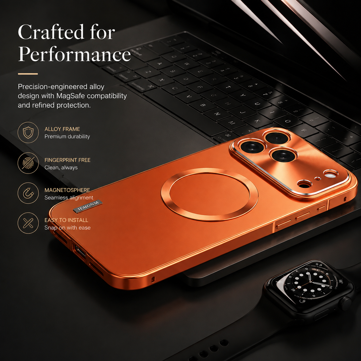 Premium iPhone Case MagSafe Compatible Magnetic Shockproof Protective Cover Camera Lens Protection Ultra Thin Aluminum Frame Frosted Matte Back Full Coverage
