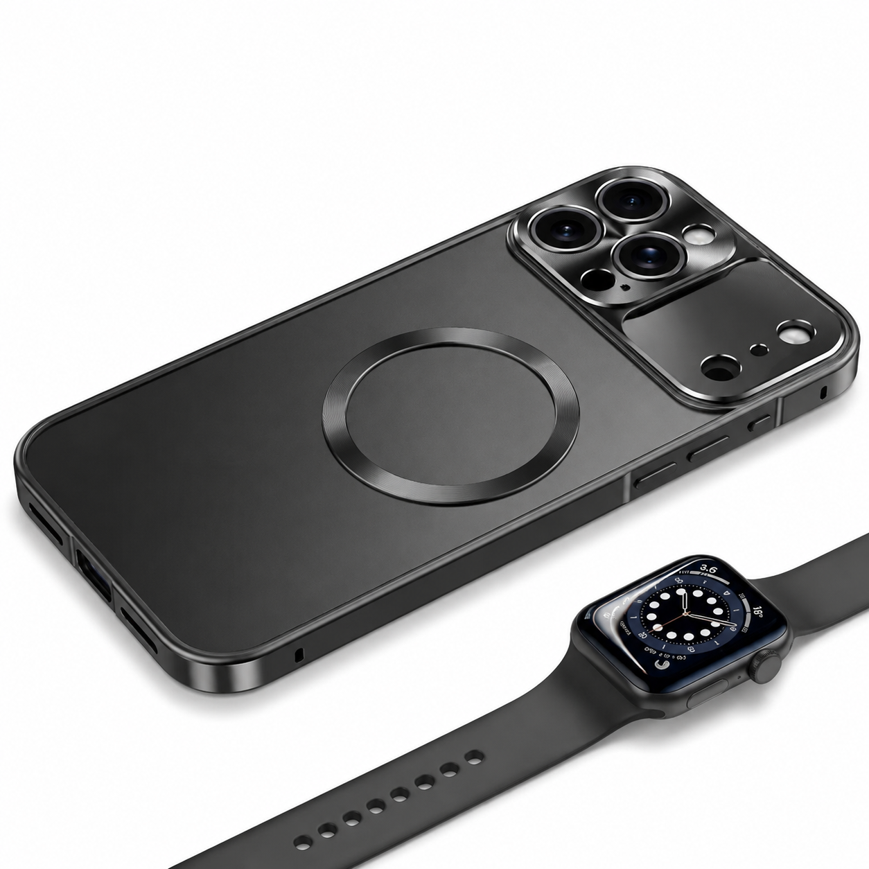 Premium iPhone Case MagSafe Compatible Magnetic Shockproof Protective Cover Camera Lens Protection Ultra Thin Aluminum Frame Frosted Matte Back Full Coverage