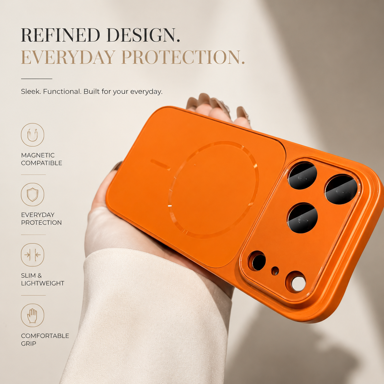 Premium iPhone Case MagSafe Compatible Matte Protective Cover Shockproof Glass Camera Lens Guard Anti Fingerprint Camera Control Full Coverage