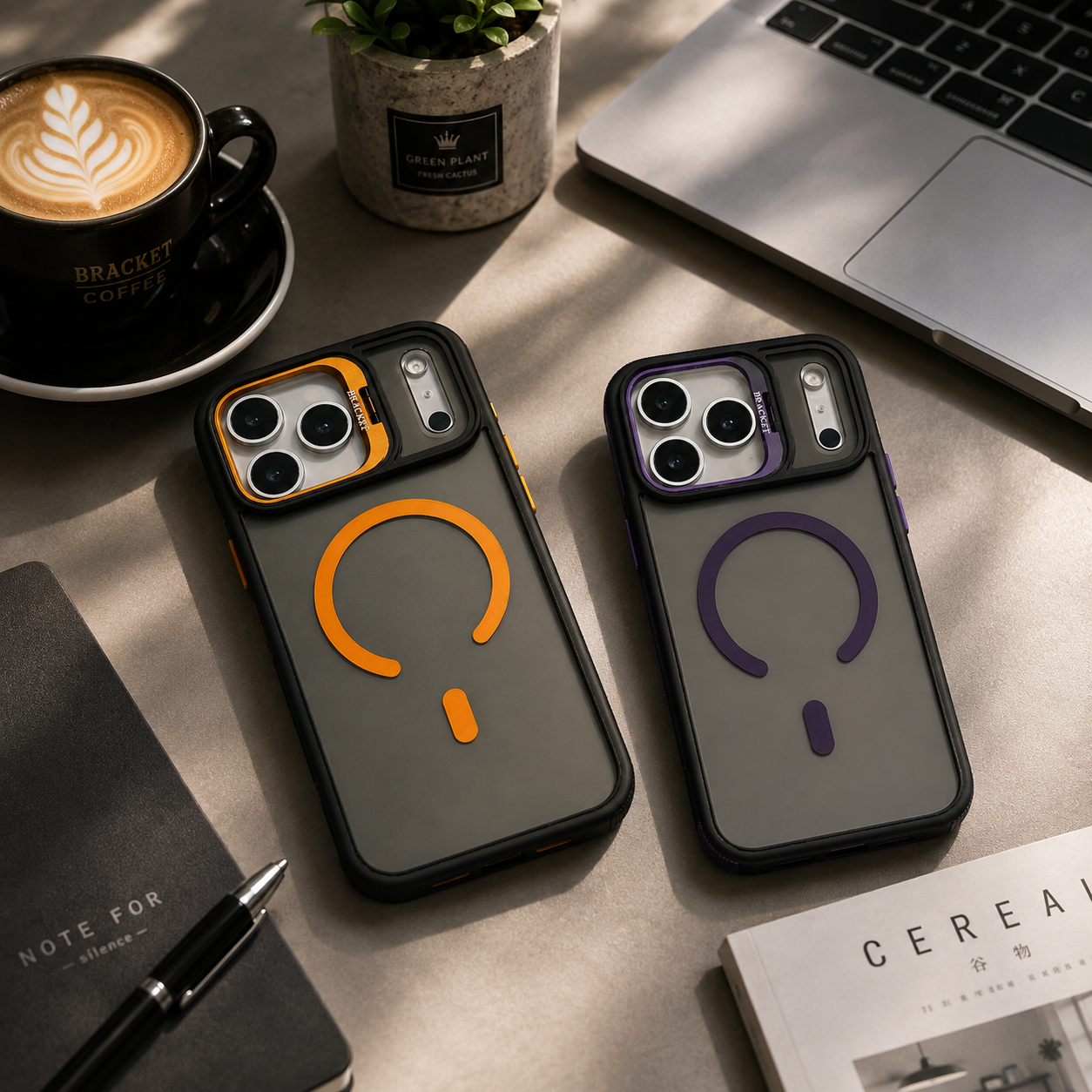 Premium iPhone Case MagSafe Compatible Matte Transparent Cover Metal Kickstand Shockproof Armor Protection Wireless Charging Anti Fingerprint Slim Design