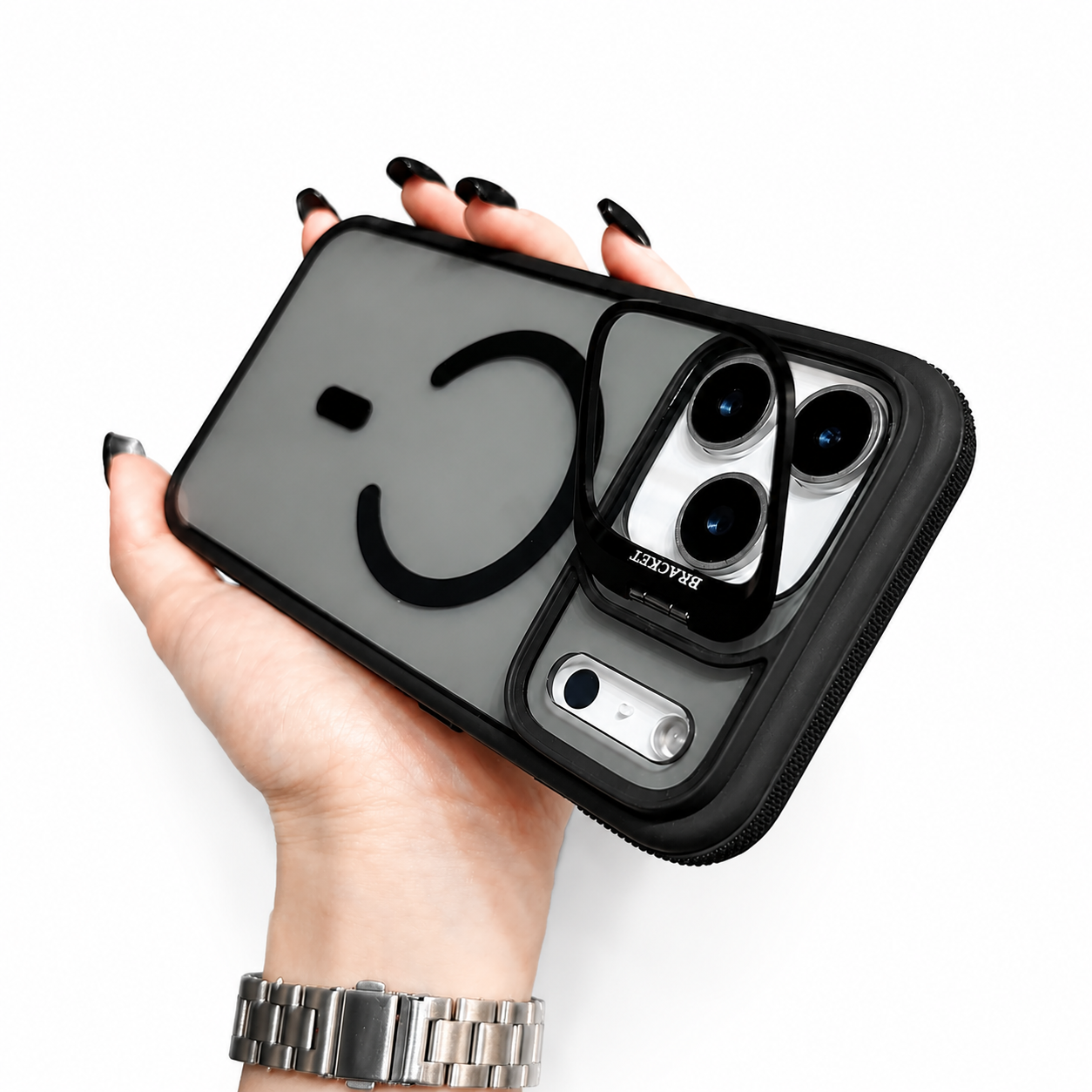 Premium iPhone Case MagSafe Compatible Matte Transparent Cover Metal Kickstand Shockproof Armor Protection Wireless Charging Anti Fingerprint Slim Design