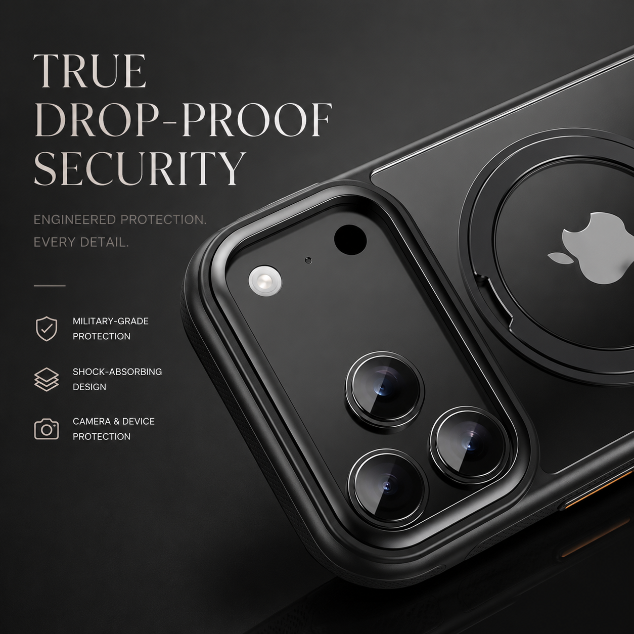 Premium iPhone Case MagSafe Compatible Mechanical Rotating Stand Shockproof Protective Cover Metal PC TPU Camera Lens Protection Full Coverage