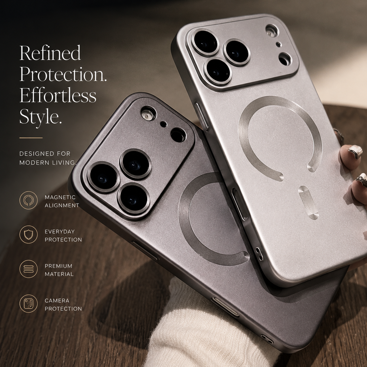 Premium iPhone Case MagSafe Compatible Metallic Paint Magnetic Protective Cover Anti Fingerprint Shockproof Camera Lens Protection Wireless Charging Slim Design
