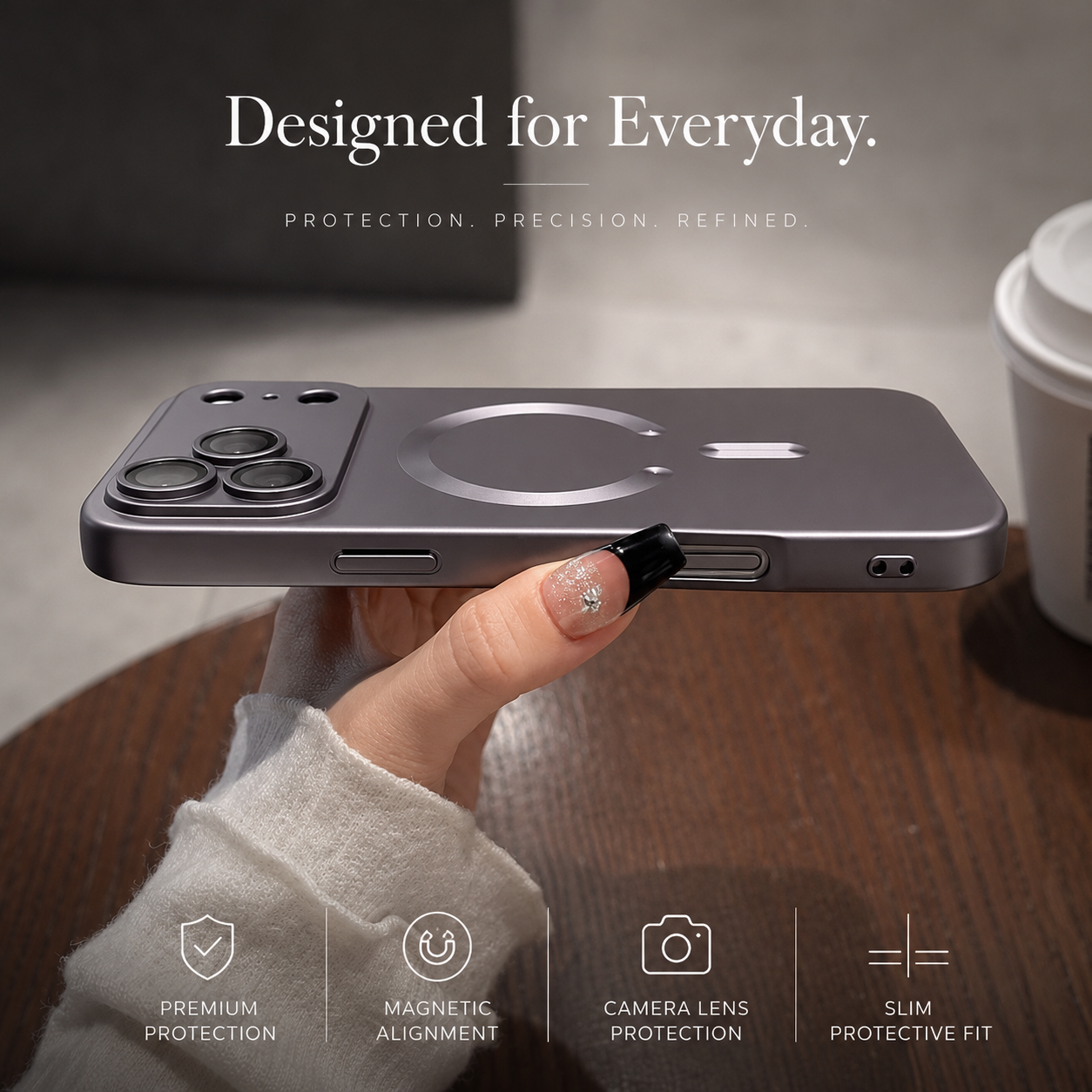 Premium iPhone Case MagSafe Compatible Metallic Paint Magnetic Protective Cover Anti Fingerprint Shockproof Camera Lens Protection Wireless Charging Slim Design