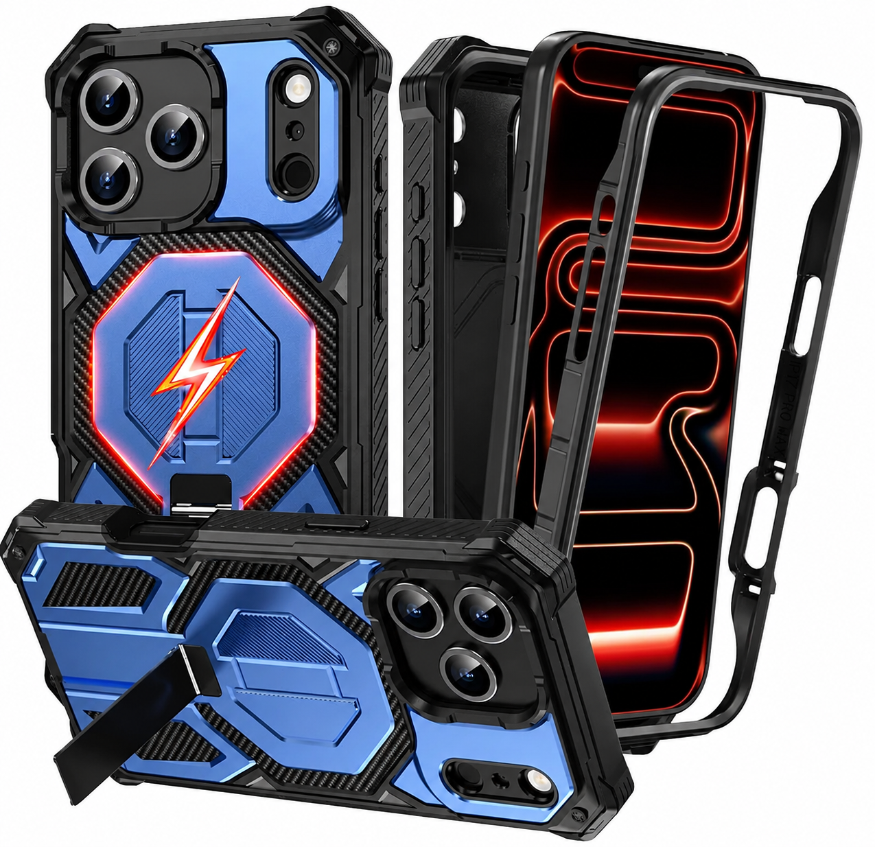 Premium iPhone Case MagSafe Compatible Military Grade Shockproof Protective Cover Magnetic Ring Holder Heavy Duty Dual Layer Full Coverage Anti Scratch