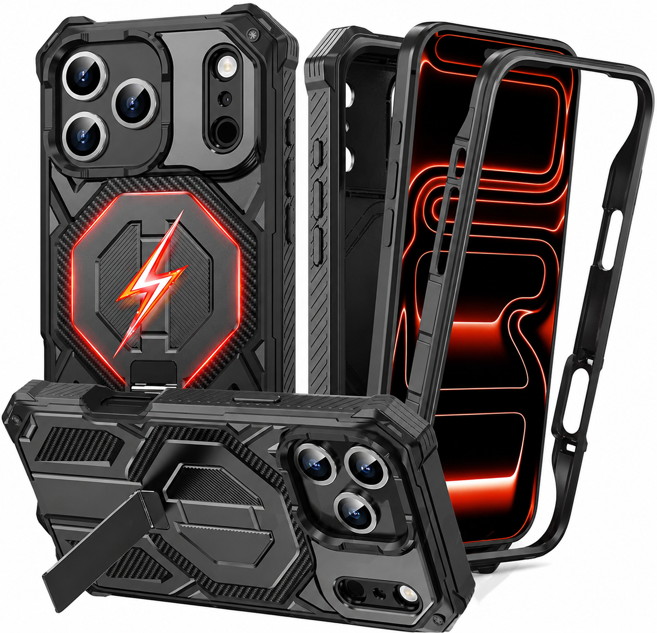 Premium iPhone Case MagSafe Compatible Military Grade Shockproof Protective Cover Magnetic Ring Holder Heavy Duty Dual Layer Full Coverage Anti Scratch