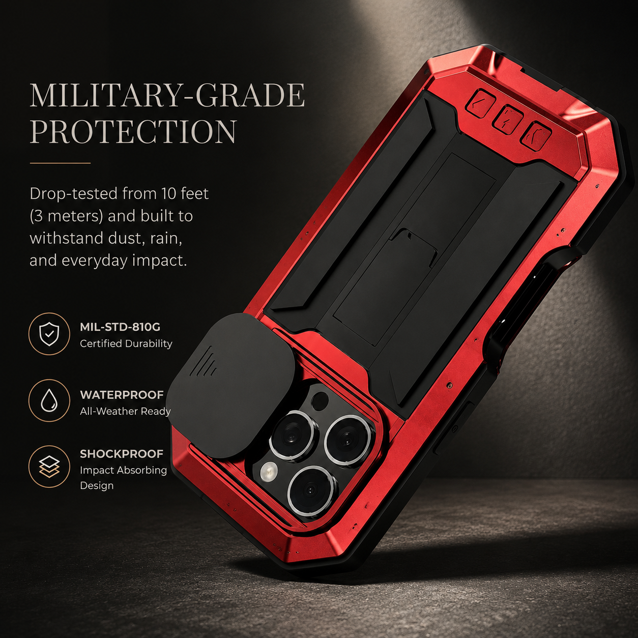 Premium iPhone Case MagSafe Compatible Military Heavy Duty Metal Armor Protective Cover Full Body Shockproof Aluminum Frame Camera Cover Design