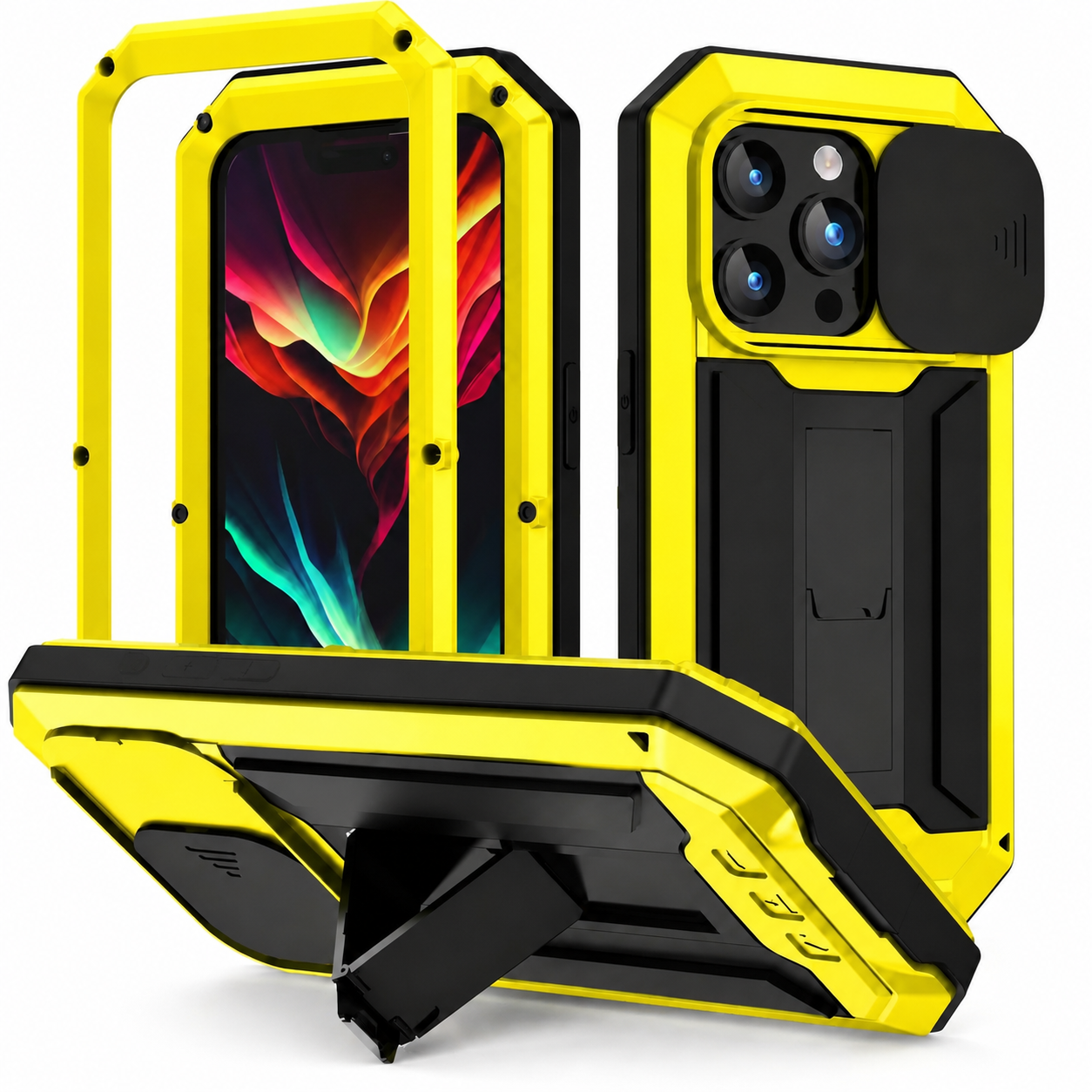 Premium iPhone Case MagSafe Compatible Military Heavy Duty Metal Armor Protective Cover Full Body Shockproof Aluminum Frame Camera Cover Design