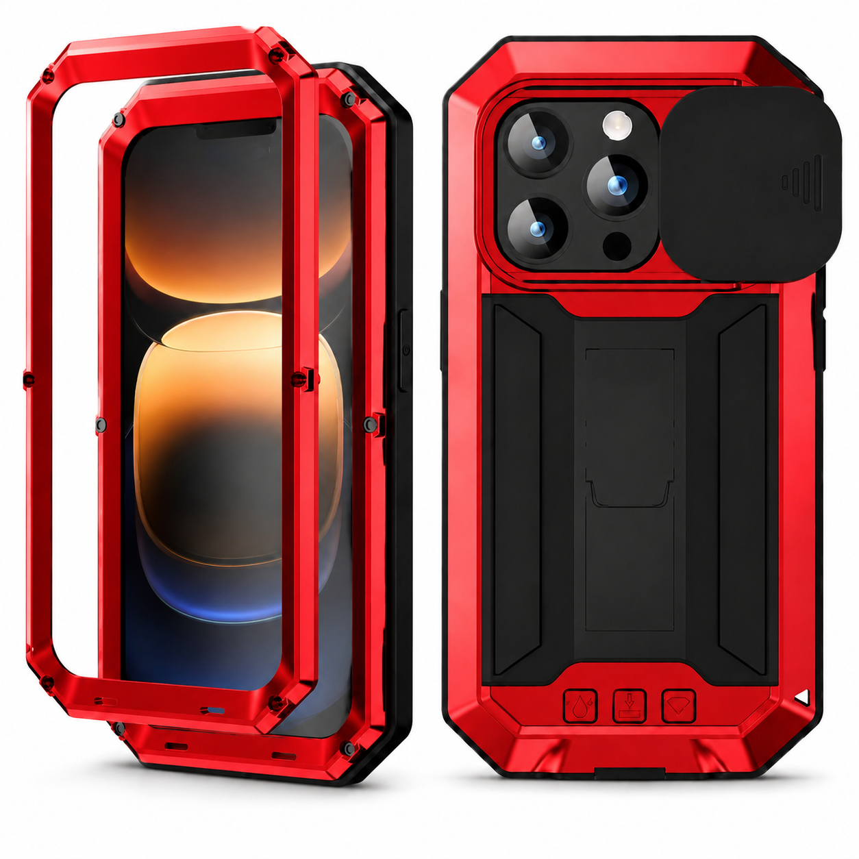 Premium iPhone Case MagSafe Compatible Military Heavy Duty Metal Armor Protective Cover Full Body Shockproof Aluminum Frame Camera Cover Design