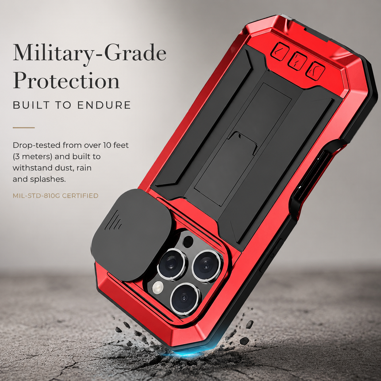 Premium iPhone Case MagSafe Compatible Military Metal Armor Full Body Protective Cover Shockproof Slide Camera Protection Built-In Screen Protector Rugged Design