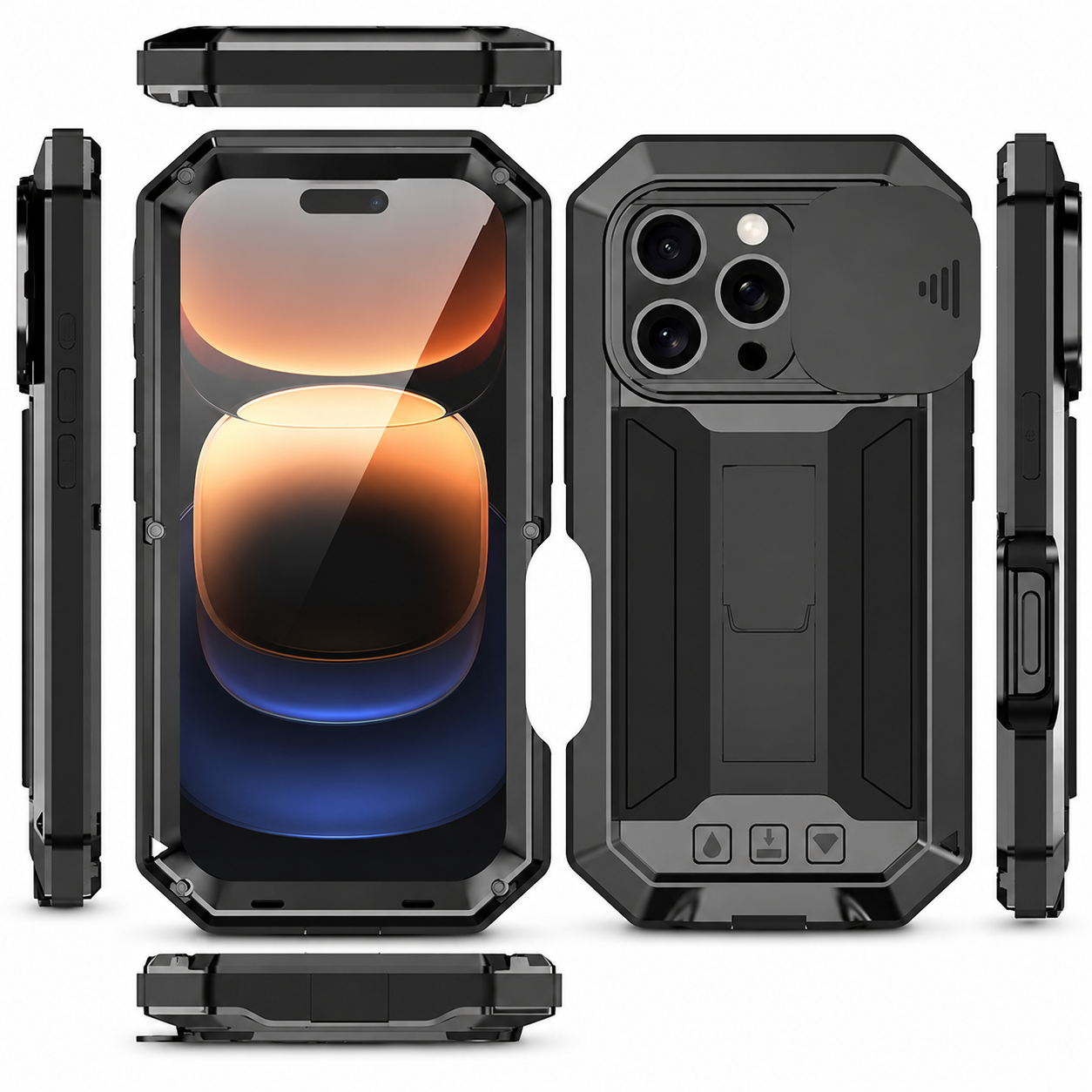 Premium iPhone Case MagSafe Compatible Military Metal Armor Full Body Protective Cover Shockproof Slide Camera Protection Built-In Screen Protector Rugged Design