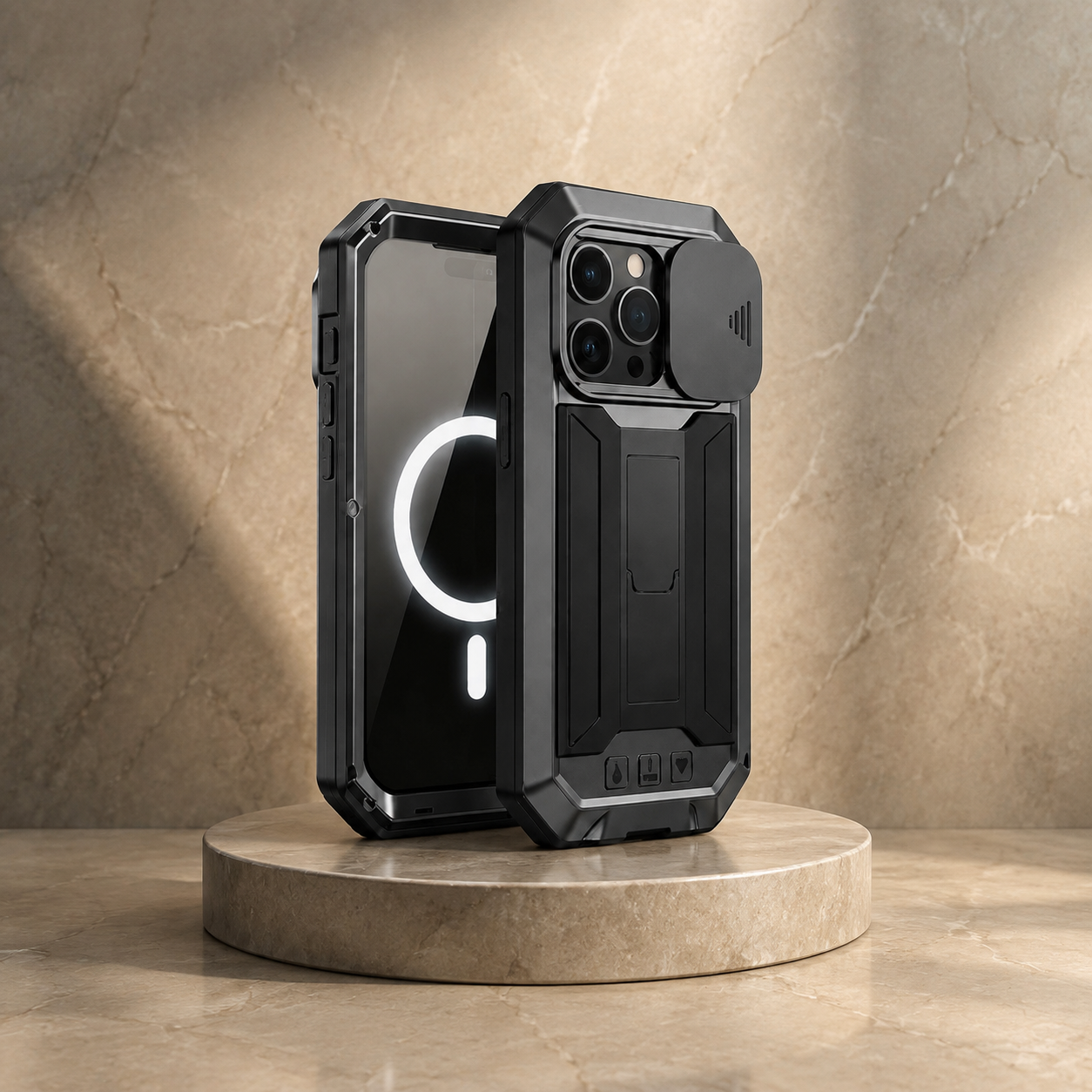 Premium iPhone Case MagSafe Compatible Military Metal Armor Full Body Protective Cover Shockproof Slide Camera Protection Built-In Screen Protector Rugged Design