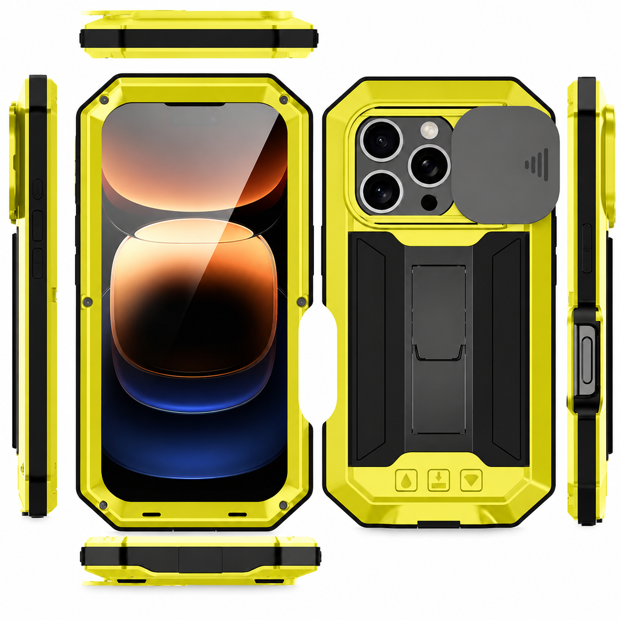 Premium iPhone Case MagSafe Compatible Military Metal Armor Full Body Protective Cover Shockproof Slide Camera Protection Built-In Screen Protector Rugged Design