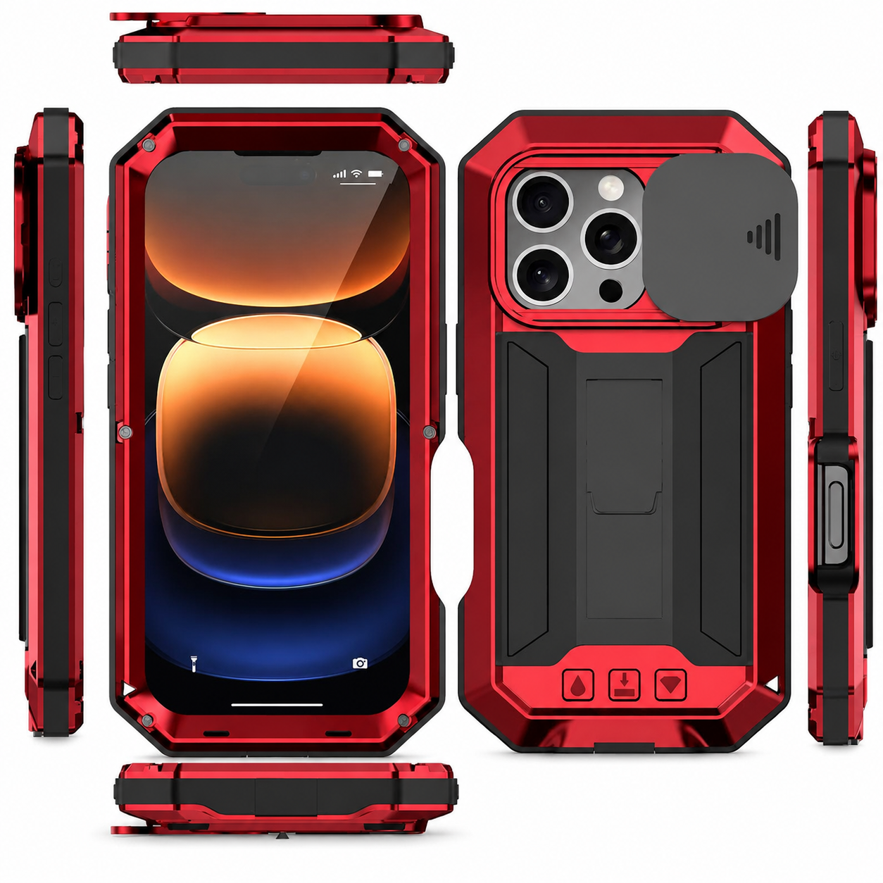 Premium iPhone Case MagSafe Compatible Military Metal Armor Full Body Protective Cover Shockproof Slide Camera Protection Built-In Screen Protector Rugged Design