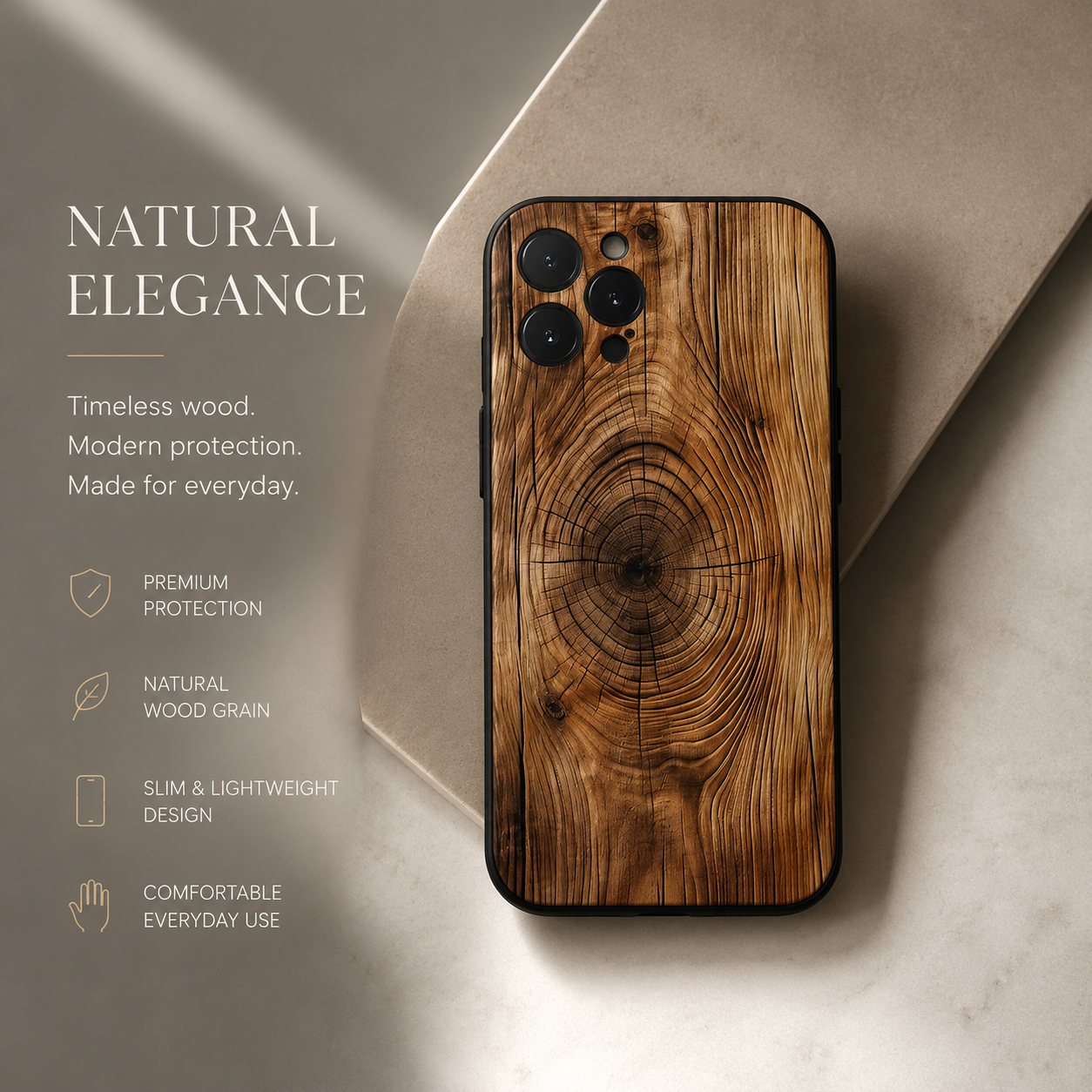 Premium iPhone Case MagSafe Compatible Natural Wood Back Cover Shockproof TPU Bumper Camera Lens Screen Protection Ultra Thin Magnetic Design