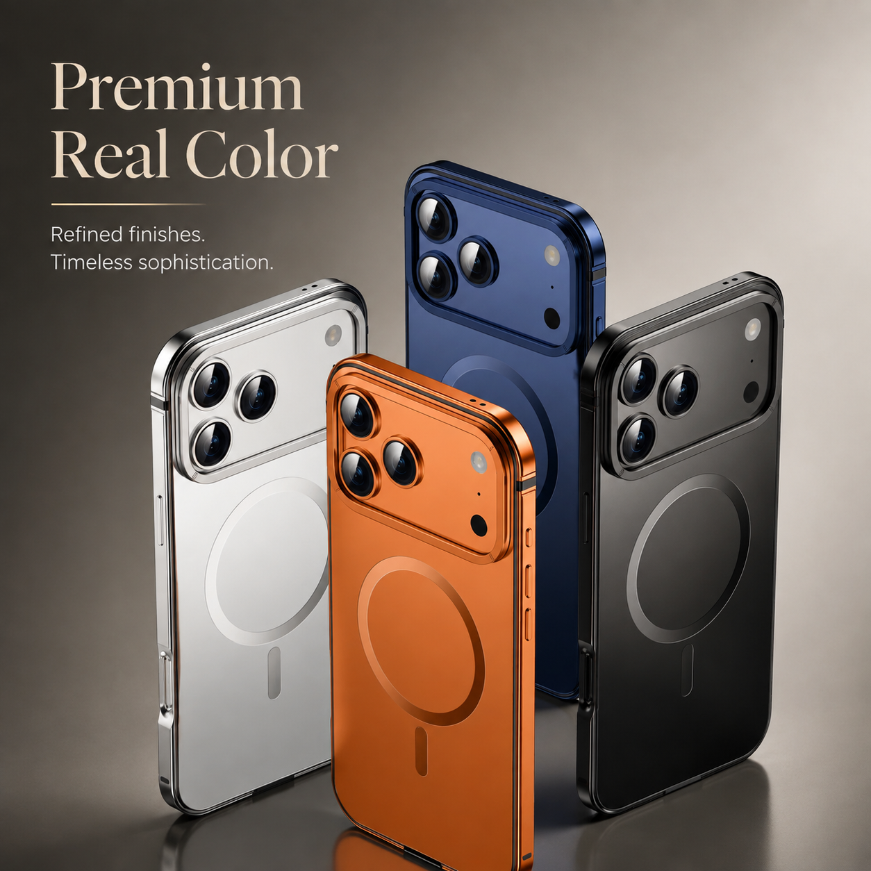 Premium iPhone Case MagSafe Compatible Orange Aluminum Alloy Cover Magnetic Glass Camera Protection Shockproof Matte Anti Scratch Lightweight Design
