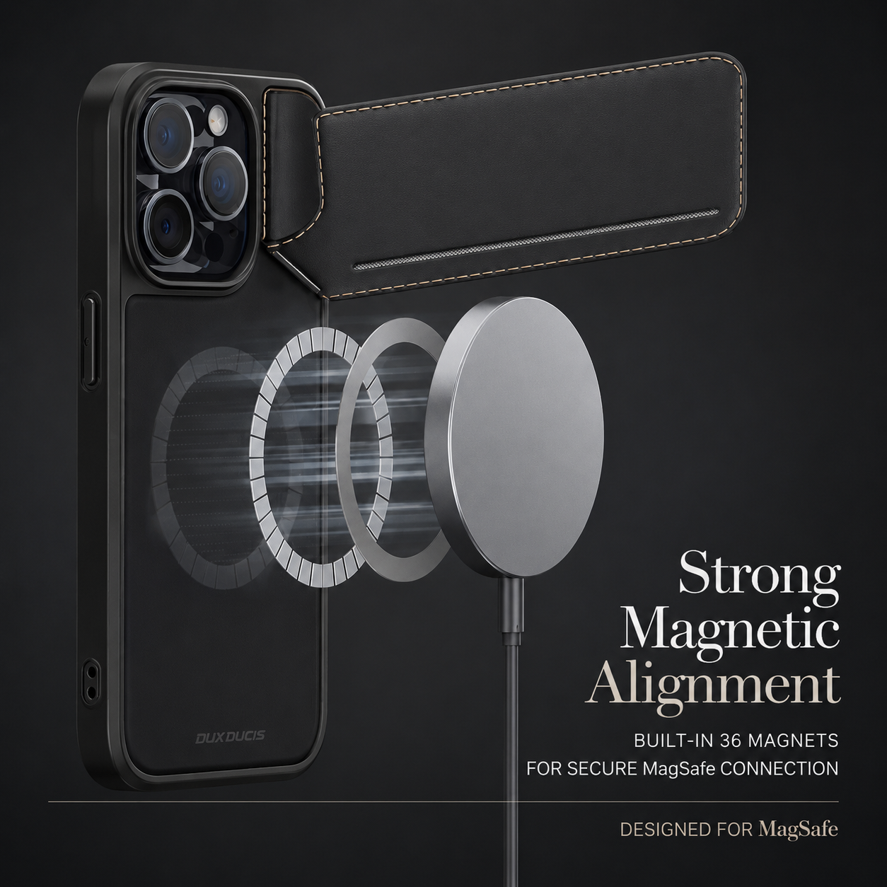 Premium iPhone Case MagSafe Compatible PU Leather Wallet Cover Magnetic Closure Card Holder Shockproof Protective Case Ultra Thin Full Protection Design