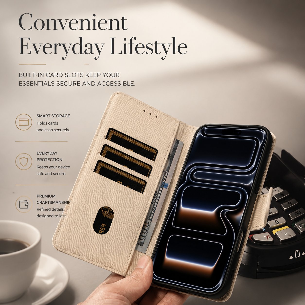 Premium iPhone Case MagSafe Compatible PU Leather Wallet Cover Magnetic Shockproof Protective Case Card Holder Anti Scratch Full Coverage Slim Design