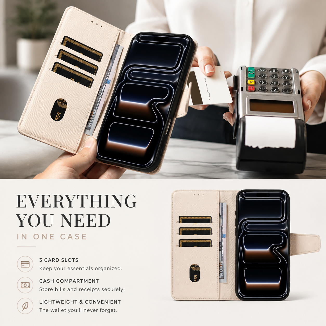 Premium iPhone Case MagSafe Compatible PU Leather Wallet Cover Magnetic Shockproof Protective Case Card Holder Anti Scratch Full Coverage Slim Design