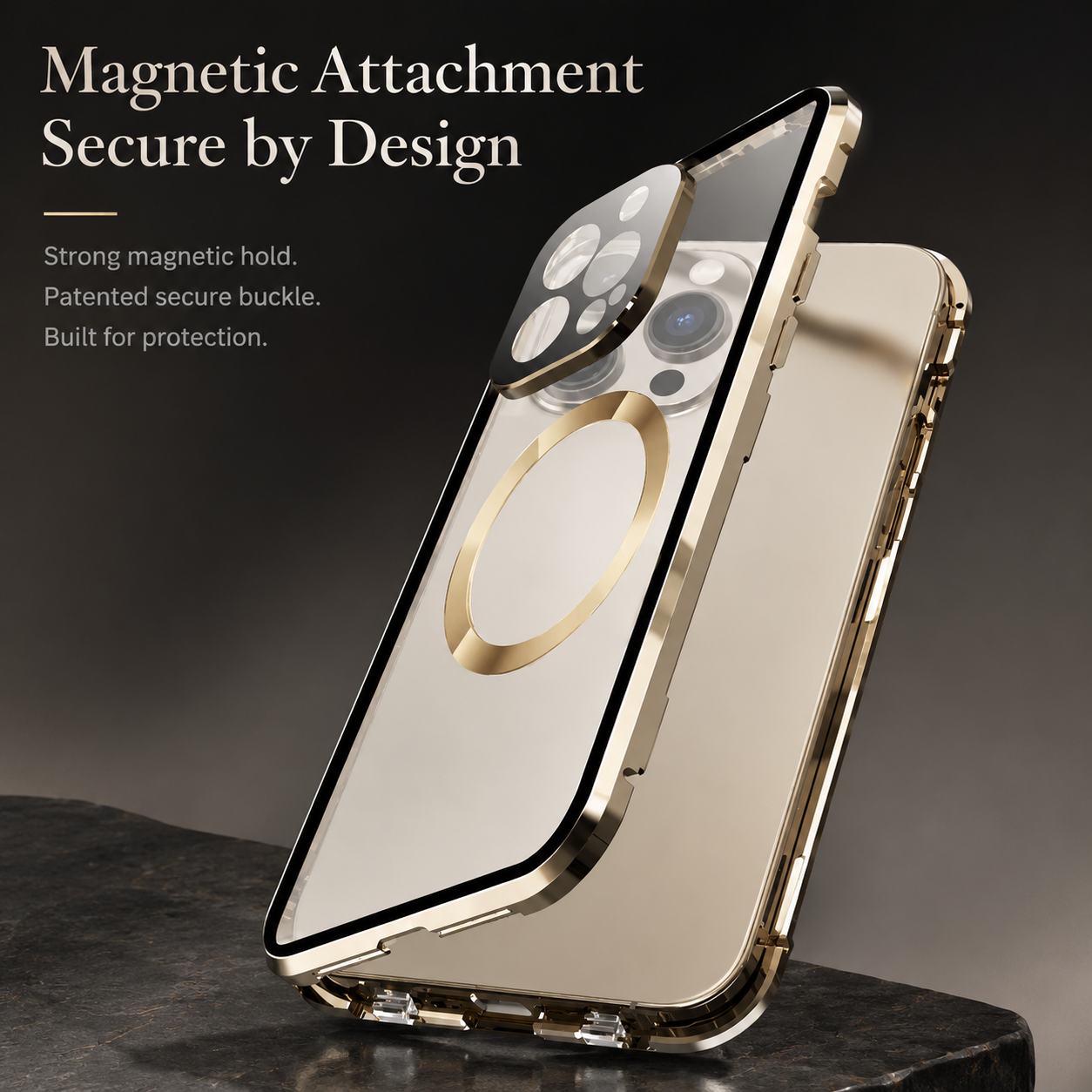 Premium iPhone Case MagSafe Compatible Privacy Tempered Glass Metal Frame Cover Shockproof Full Coverage Anti Scratch Non Slip Protective Slim Design