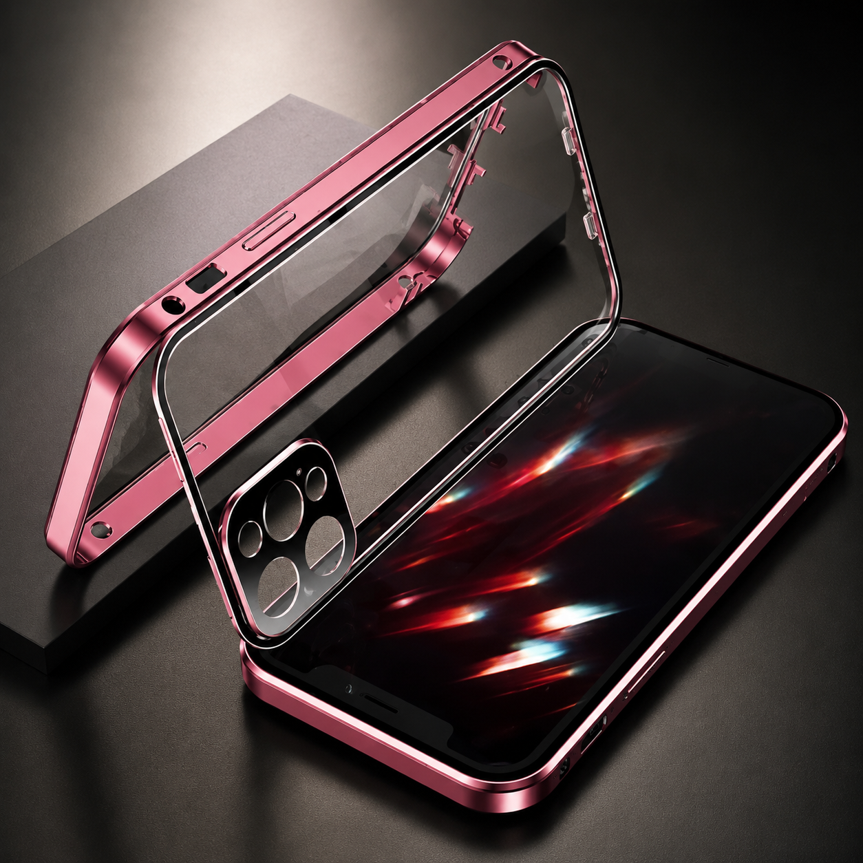 Premium iPhone Case MagSafe Compatible Privacy Tempered Glass Metal Frame Cover Shockproof Full Coverage Anti Scratch Non Slip Protective Slim Design