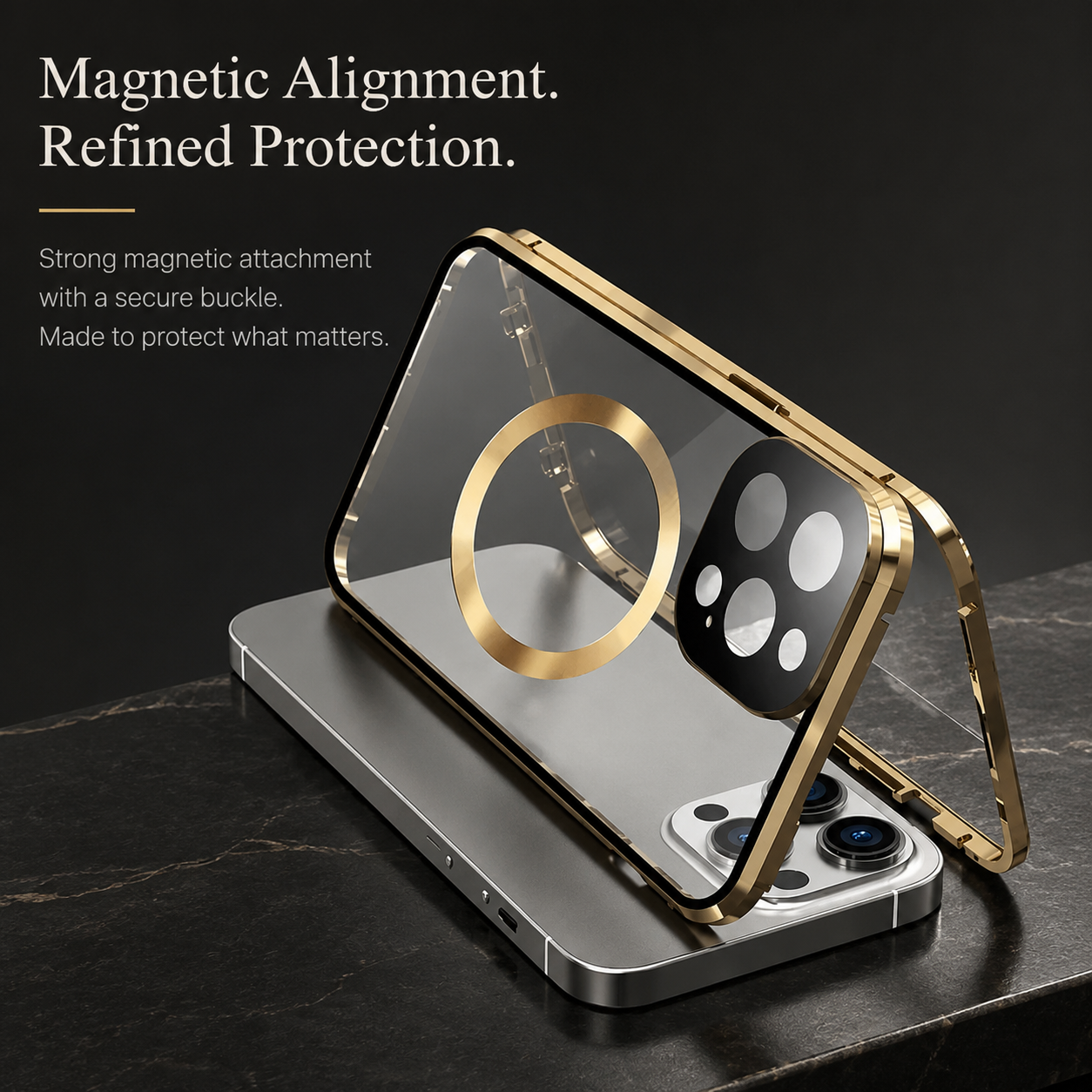 Premium iPhone Case MagSafe Compatible Privacy Tempered Glass Metal Frame Cover Shockproof Full Coverage Anti Scratch Non Slip Protective Slim Design
