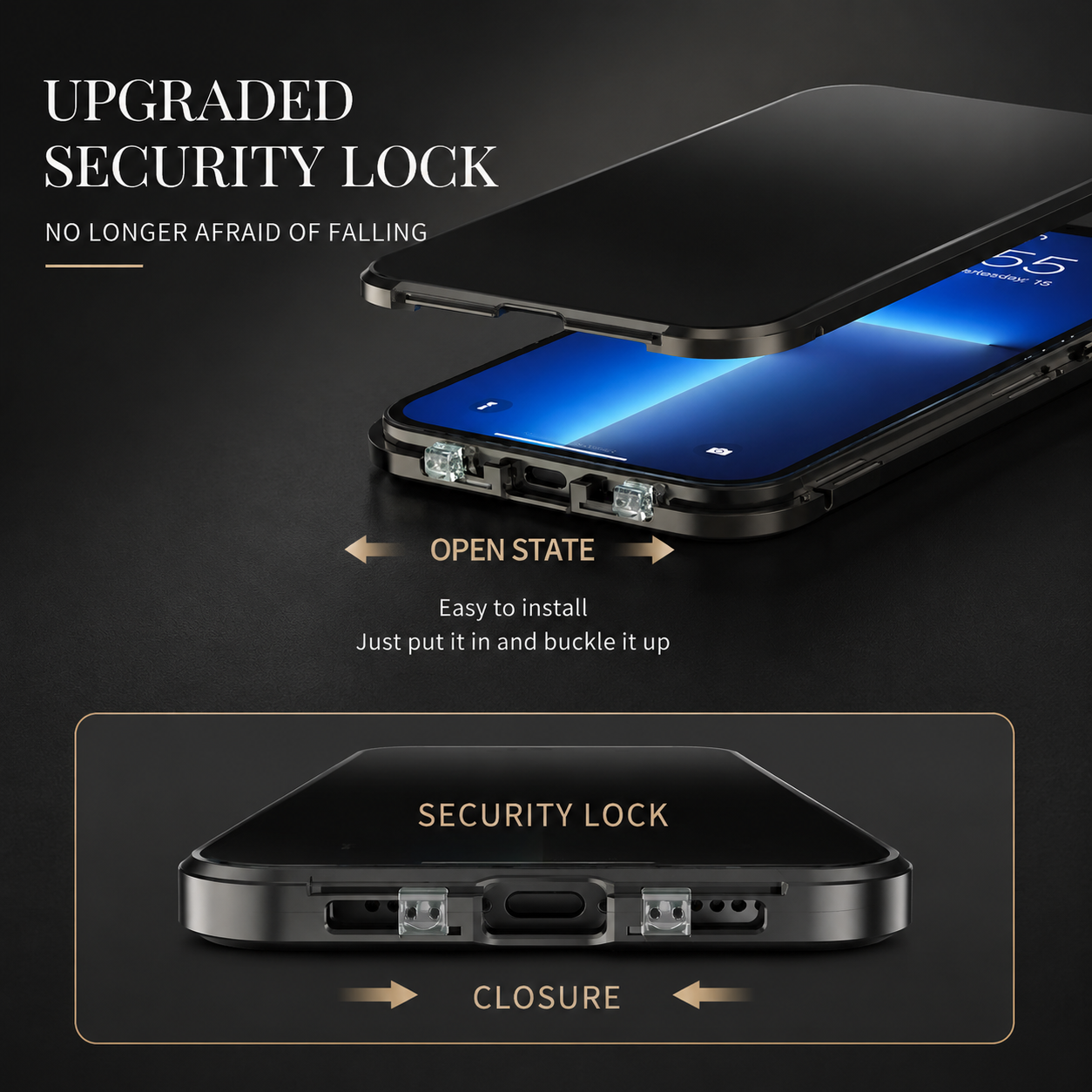 Premium iPhone Case MagSafe Compatible Privacy Tempered Glass Metal Frame Cover Shockproof Full Coverage Anti Scratch Non Slip Protective Slim Design