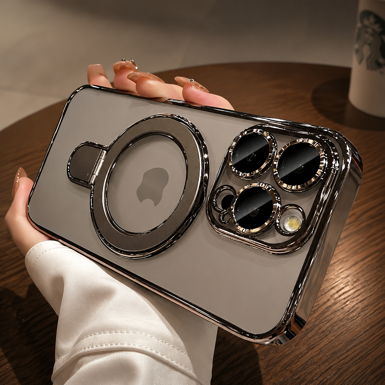 Premium iPhone Case MagSafe Compatible Protective Cover Camera Lens Protection Clear Acrylic Magnetic Stand Shockproof Anti Fingerprint Full Coverage