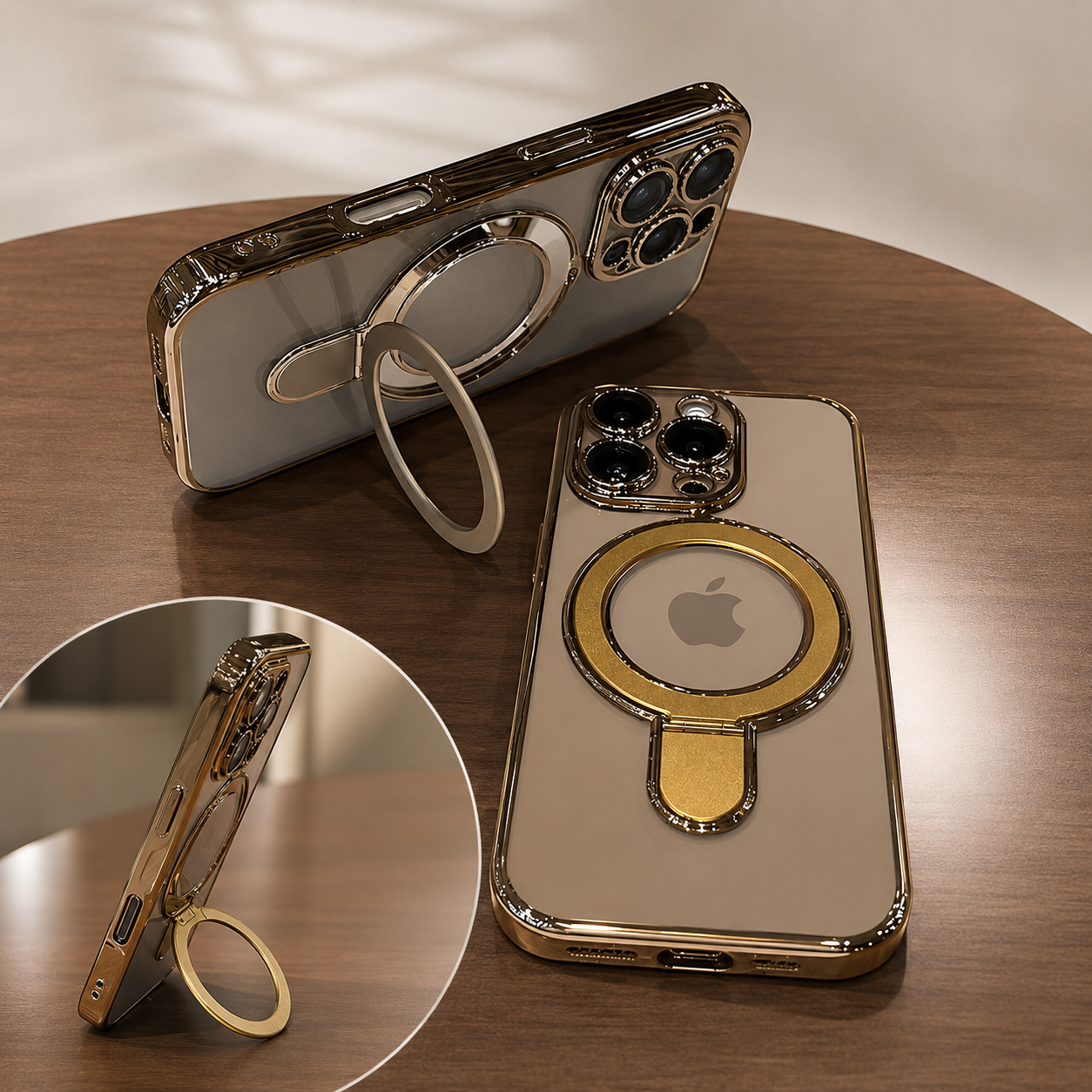 Premium iPhone Case MagSafe Compatible Protective Cover Camera Lens Protection Clear Acrylic Magnetic Stand Shockproof Anti Fingerprint Full Coverage