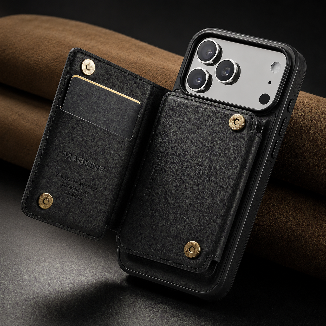 Premium iPhone Case MagSafe Compatible Protective Cover Camera Lens Protection Shockproof Detachable Magnetic PU Leather Wallet Card Holder Anti Scratch Full Coverage
