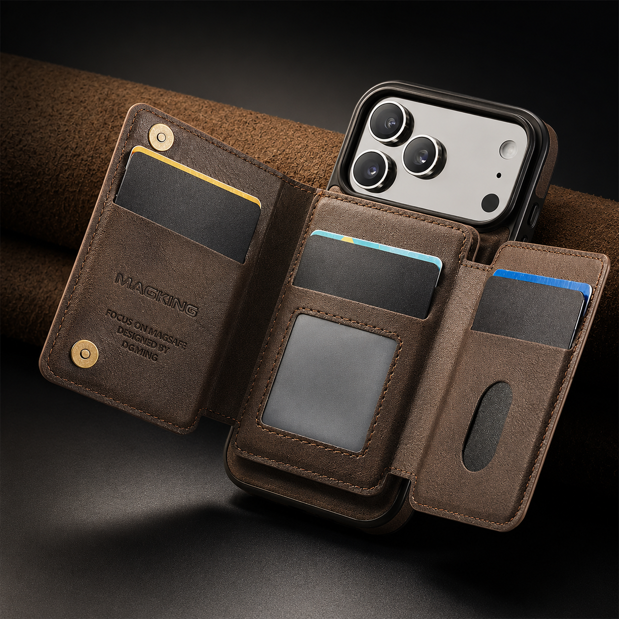 Premium iPhone Case MagSafe Compatible Protective Cover Camera Lens Protection Shockproof Detachable Magnetic PU Leather Wallet Card Holder Anti Scratch Full Coverage