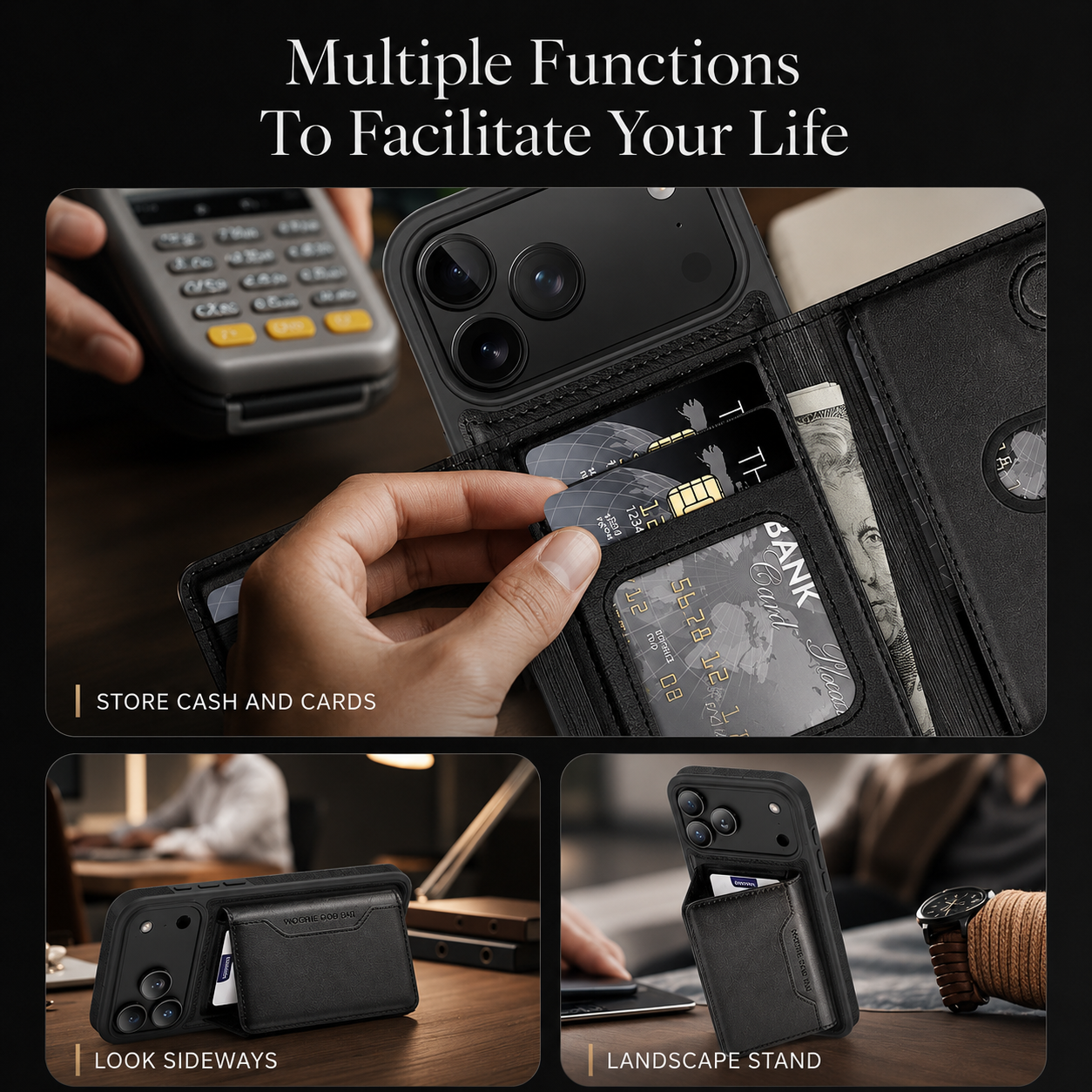 Premium iPhone Case MagSafe Compatible Protective Cover Camera Lens Protection Shockproof PU Leather Wallet Card Holder Magnetic Anti Scratch Full Coverage