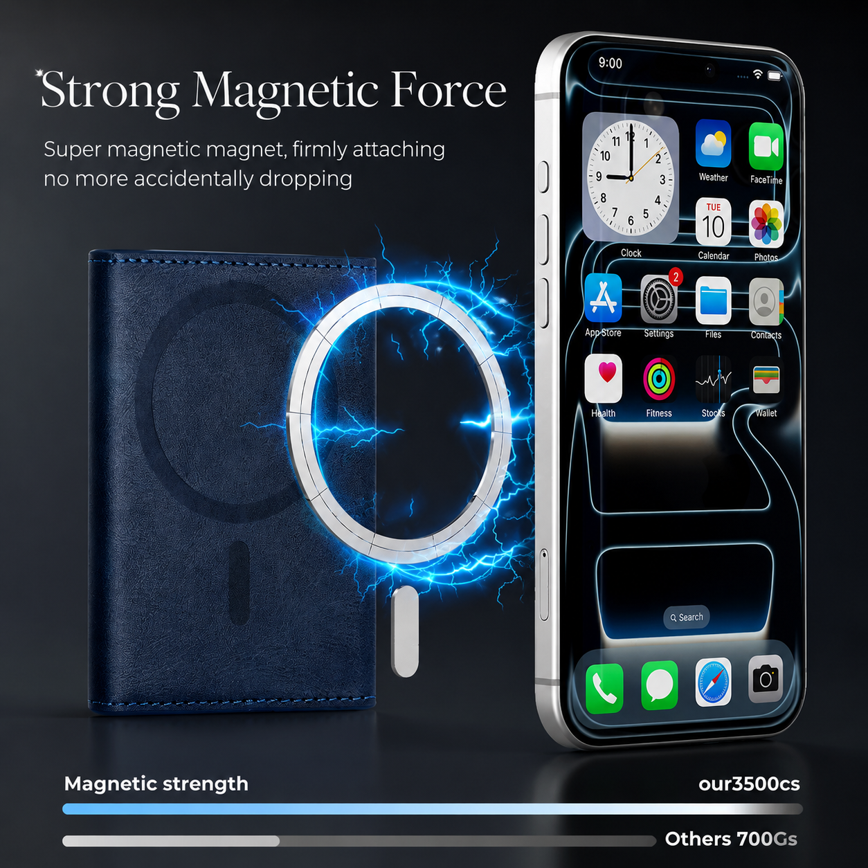 Premium iPhone Case MagSafe Compatible Protective Cover Camera Lens Protection Shockproof PU Leather Wallet Card Holder Magnetic Anti Scratch Full Coverage
