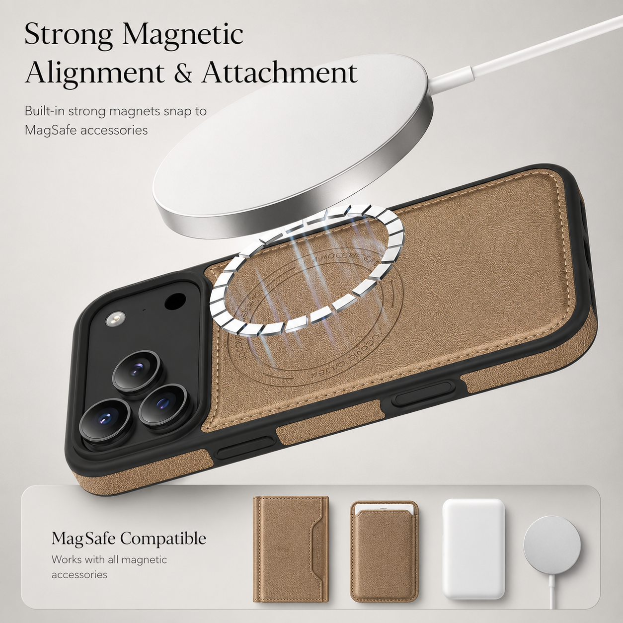 Premium iPhone Case MagSafe Compatible Protective Cover Camera Lens Protection Shockproof RFID Leather Wallet Card Holder Anti Scratch Full Coverage