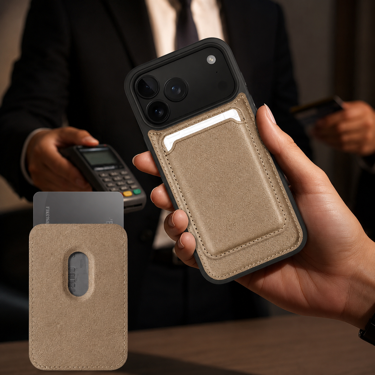 Premium iPhone Case MagSafe Compatible Protective Cover Camera Lens Protection Shockproof RFID Leather Wallet Card Holder Anti Scratch Full Coverage
