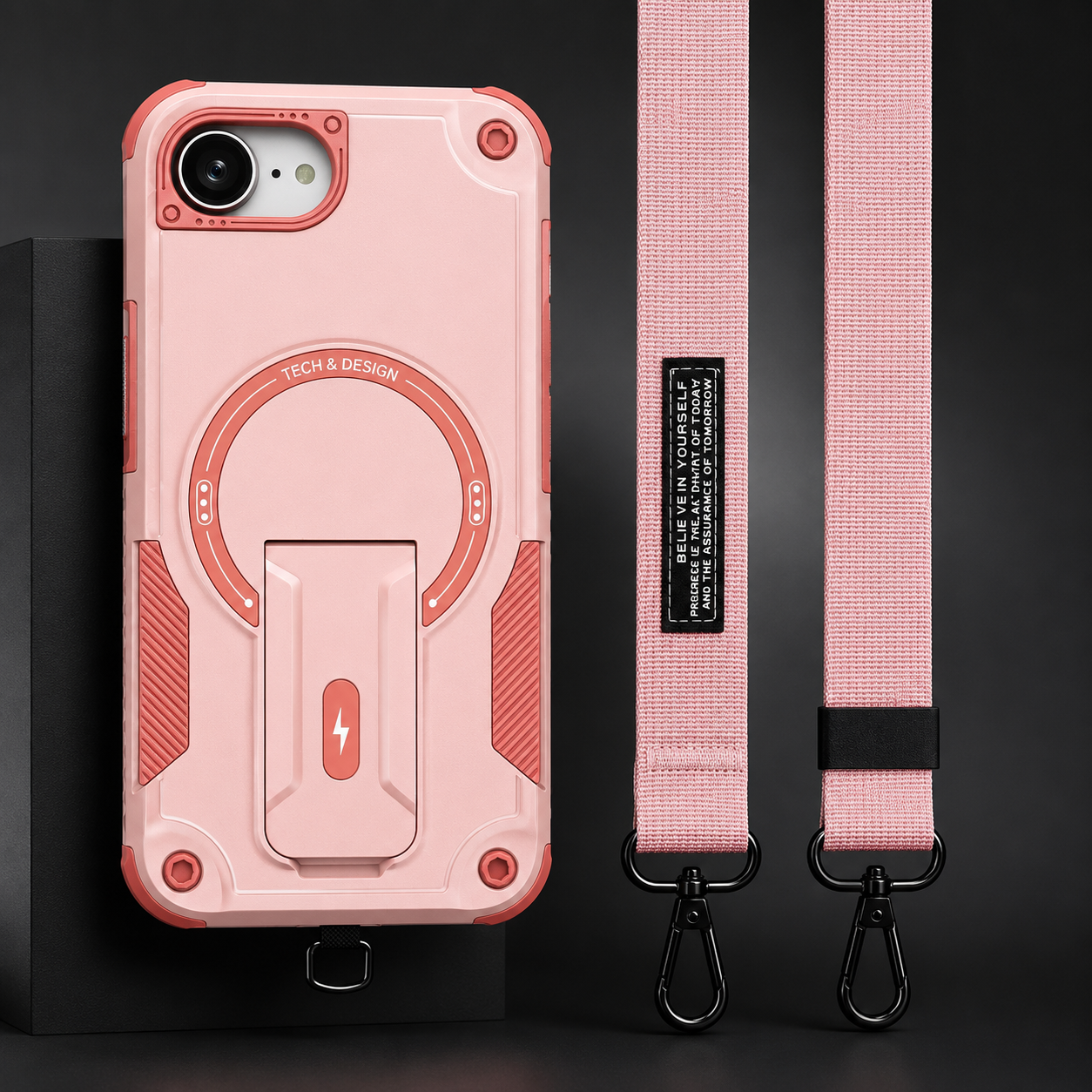 Premium iPhone Case MagSafe Compatible Protective Cover Camera Lens Protection Shockproof Rugged PC TPU Armor Magnetic Kickstand Lanyard Support Full Coverage