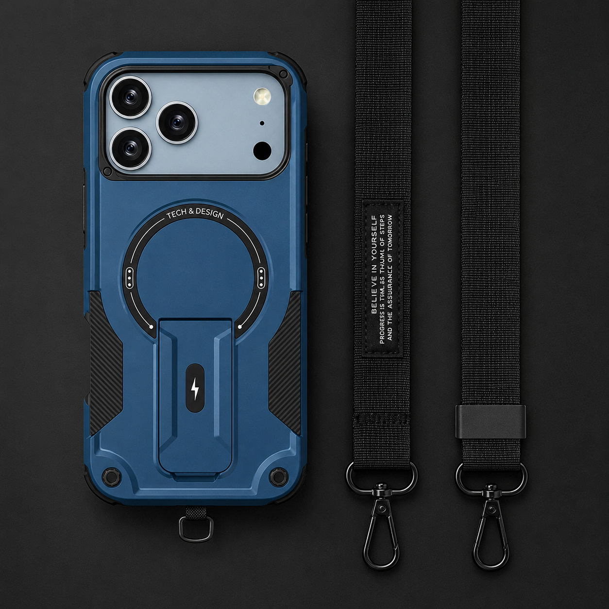 Premium iPhone Case MagSafe Compatible Protective Cover Camera Lens Protection Shockproof Rugged PC TPU Armor Magnetic Kickstand Lanyard Support Full Coverage